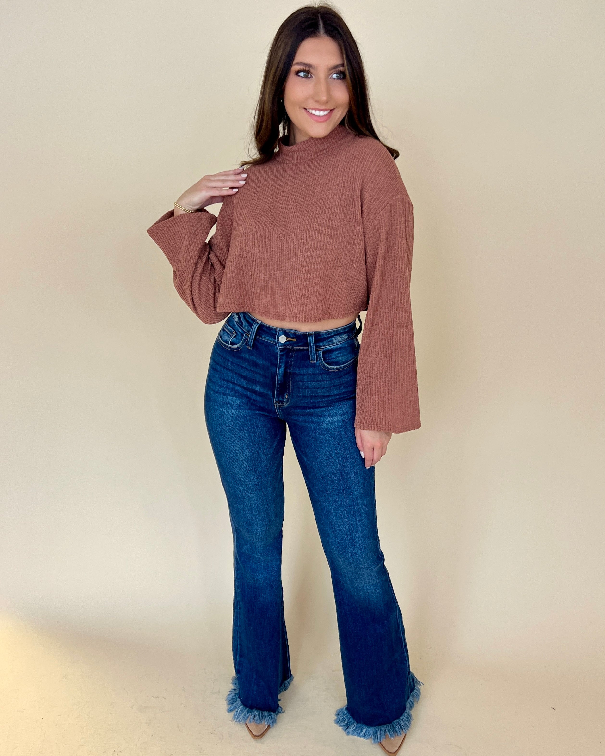 Know Me Well Copper Ribbed Crop Top-Shop-Womens-Boutique-Clothing