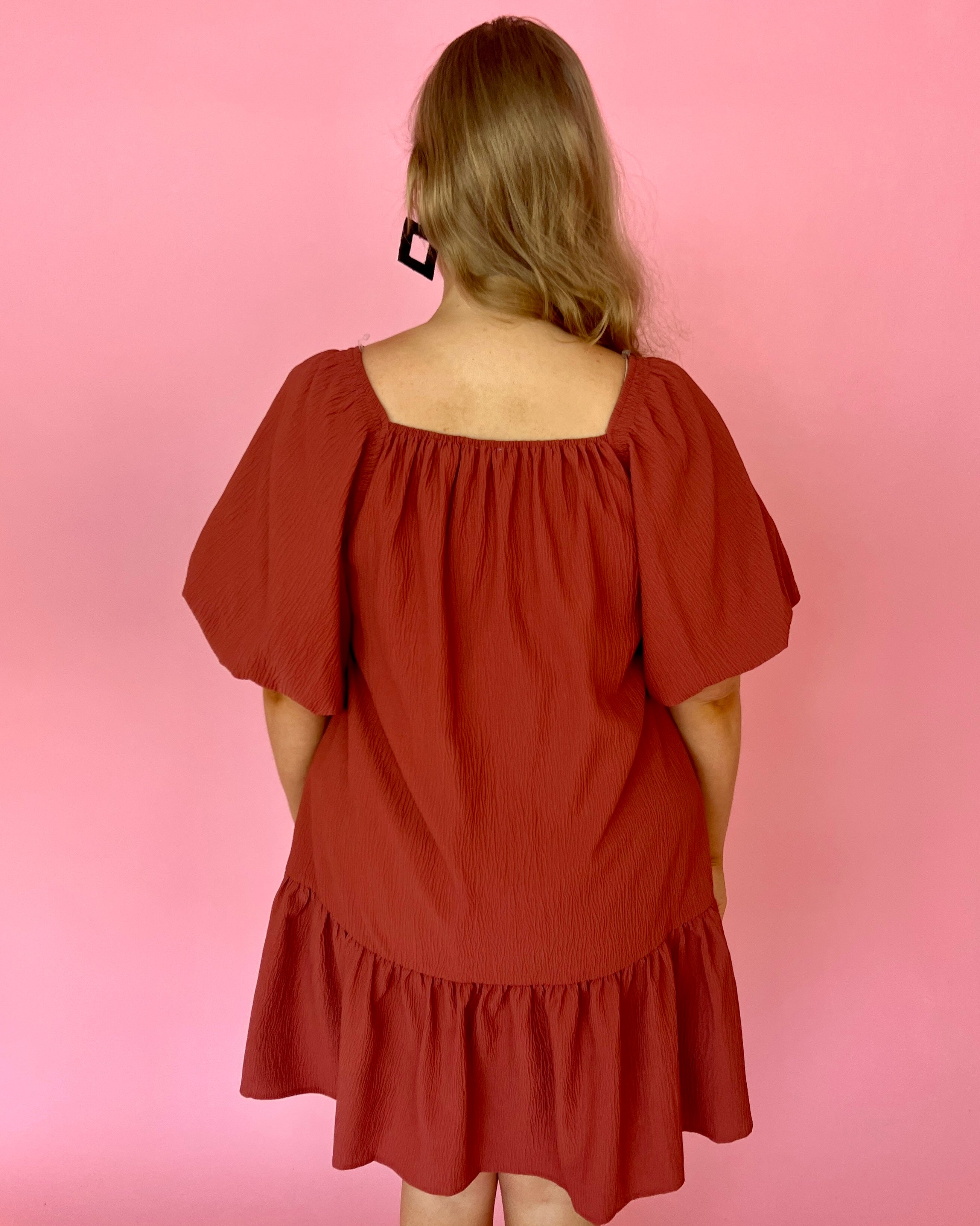 Stunning Vibes Spice Plus Puff Sleeve Babydoll Dress-Shop-Womens-Boutique-Clothing