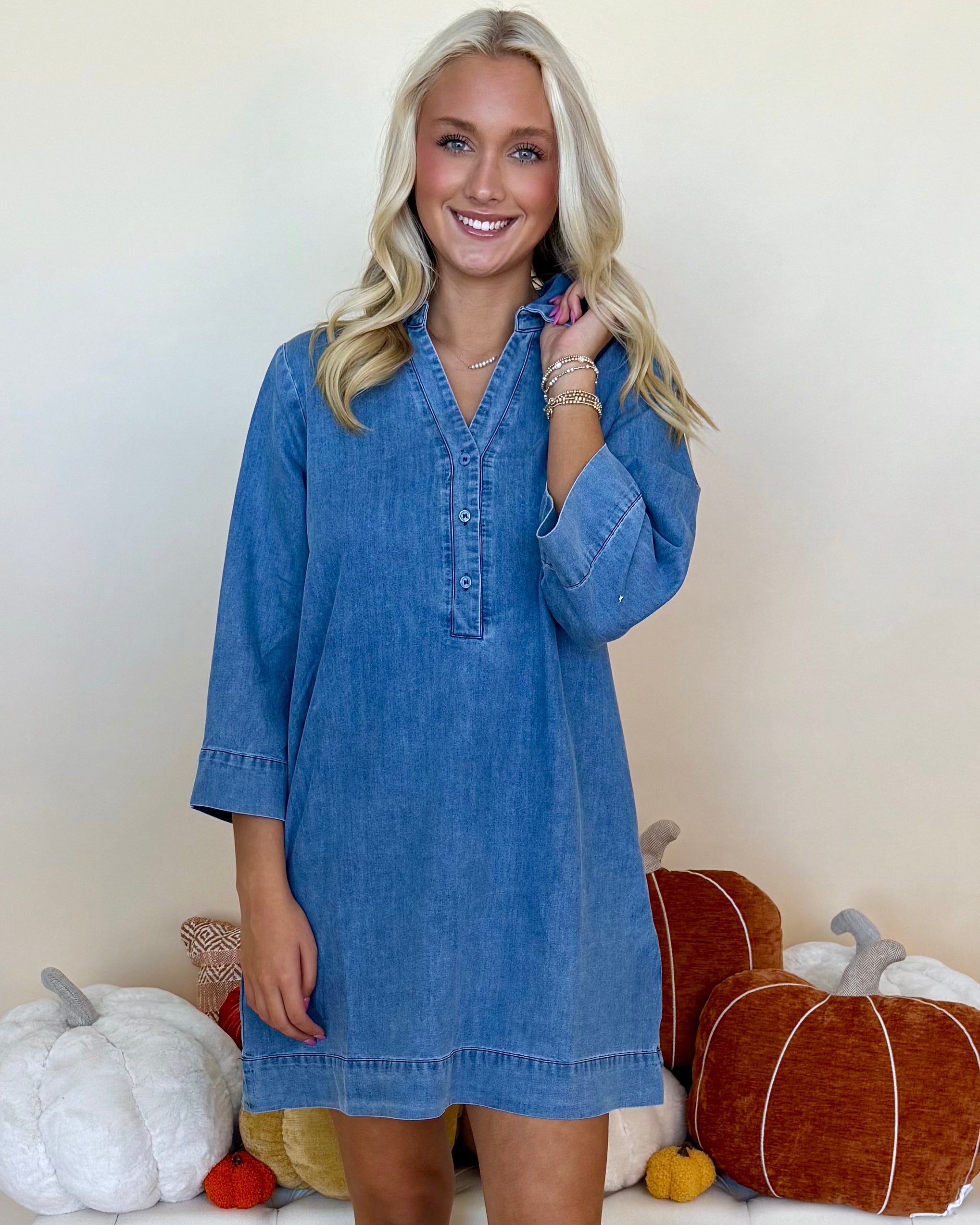 Forever Yours Denim Button Washed Dress-Shop-Womens-Boutique-Clothing