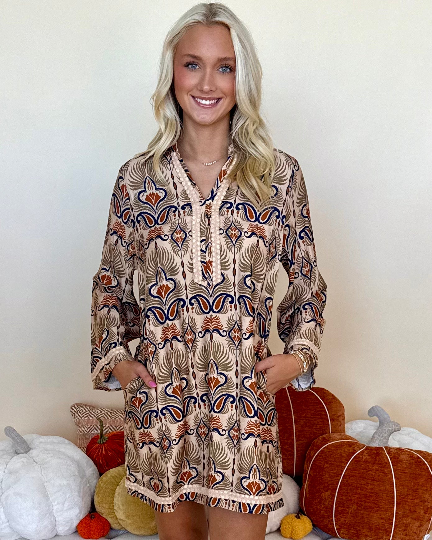 Simply Chic Beige Boho Print Dress-Shop-Womens-Boutique-Clothing