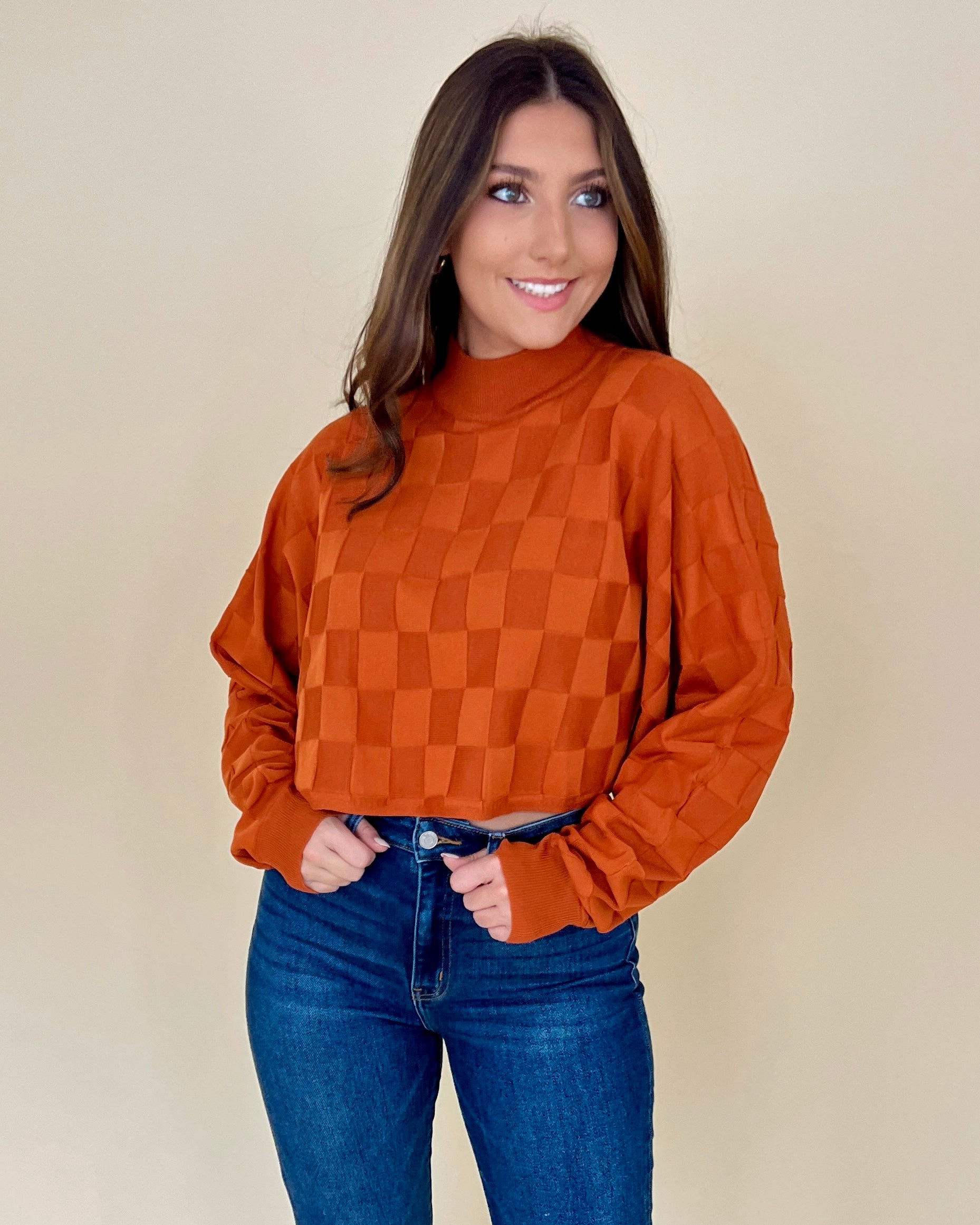 All Night Orange Textured Knit Sweater-Shop-Womens-Boutique-Clothing