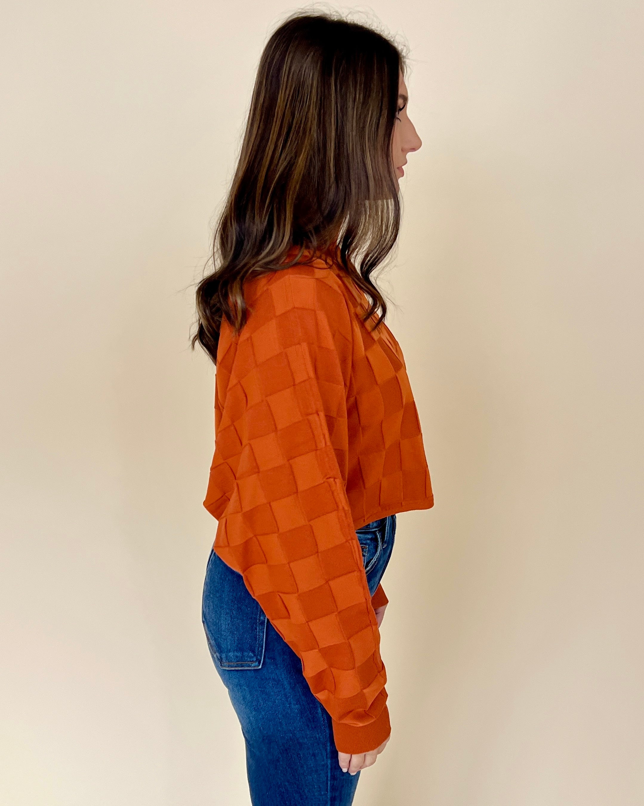All Night Orange Textured Knit Sweater-Shop-Womens-Boutique-Clothing