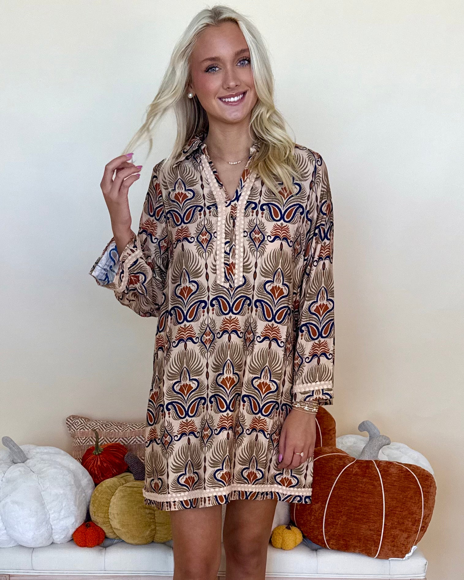 Simply Chic Beige Boho Print Dress-Shop-Womens-Boutique-Clothing