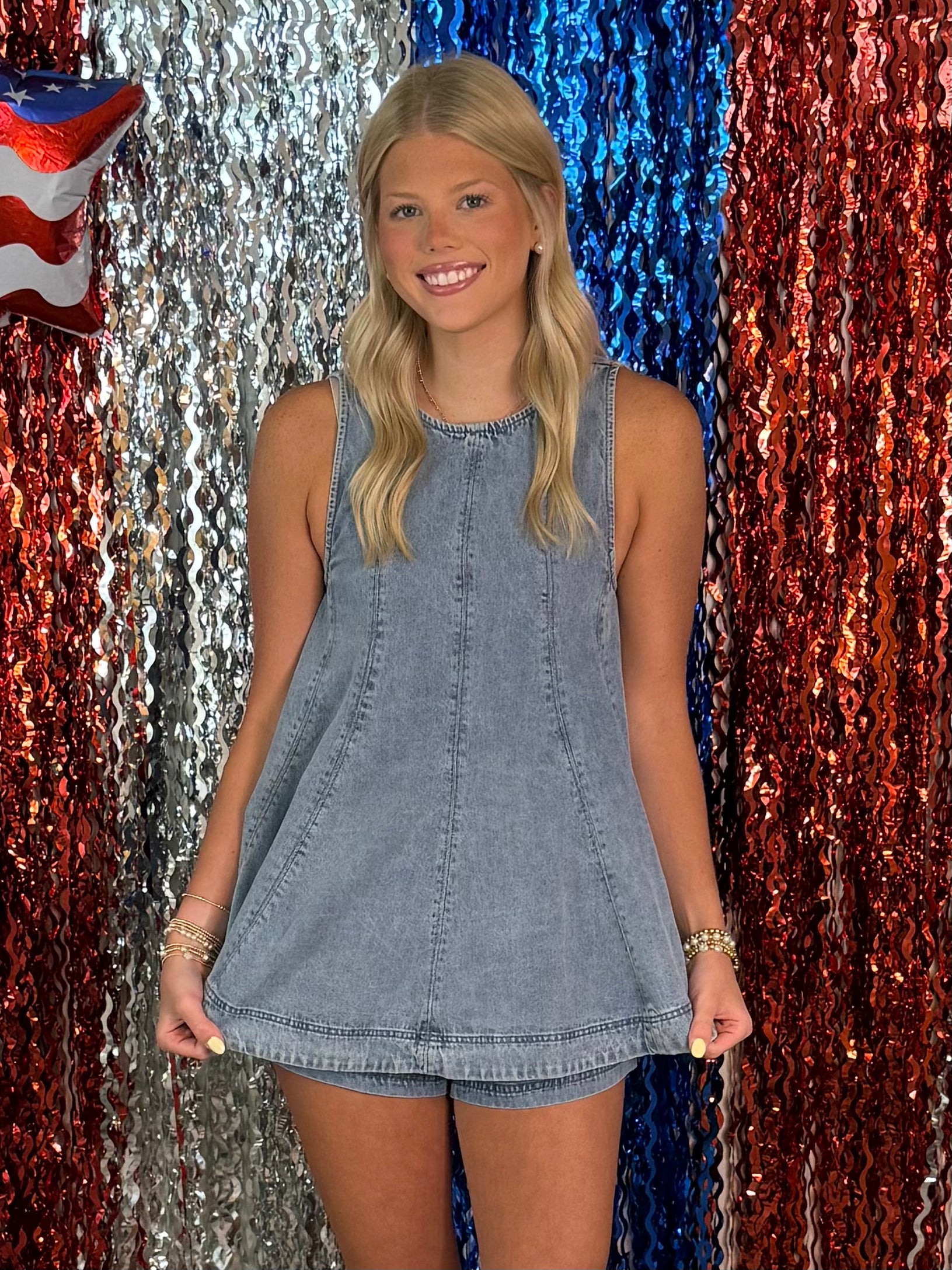 Your Favor Denim Button Back Top Shorts Set-Shop-Womens-Boutique-Clothing