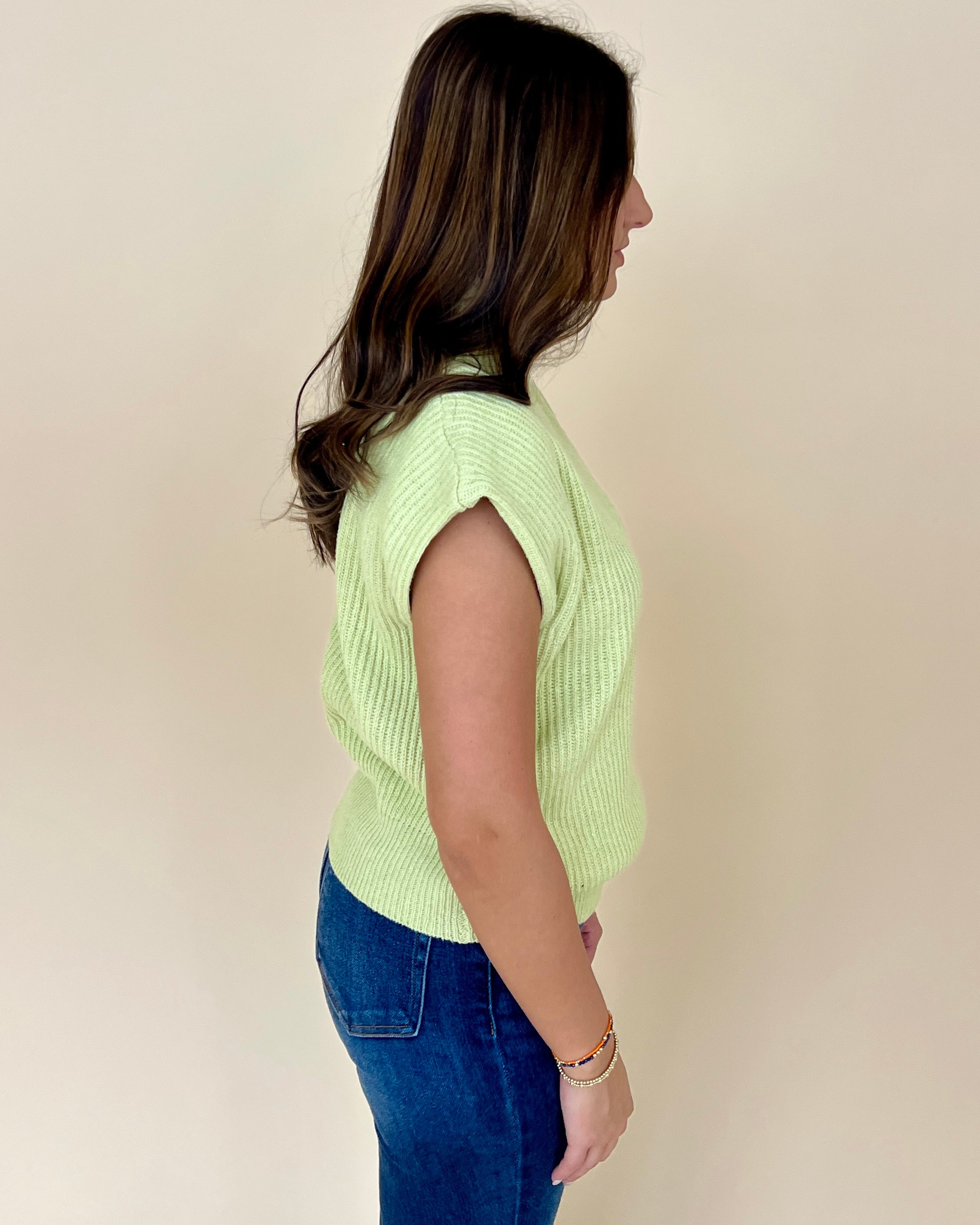 Better Yet Pistachio Turtleneck Sweater Vest-Shop-Womens-Boutique-Clothing