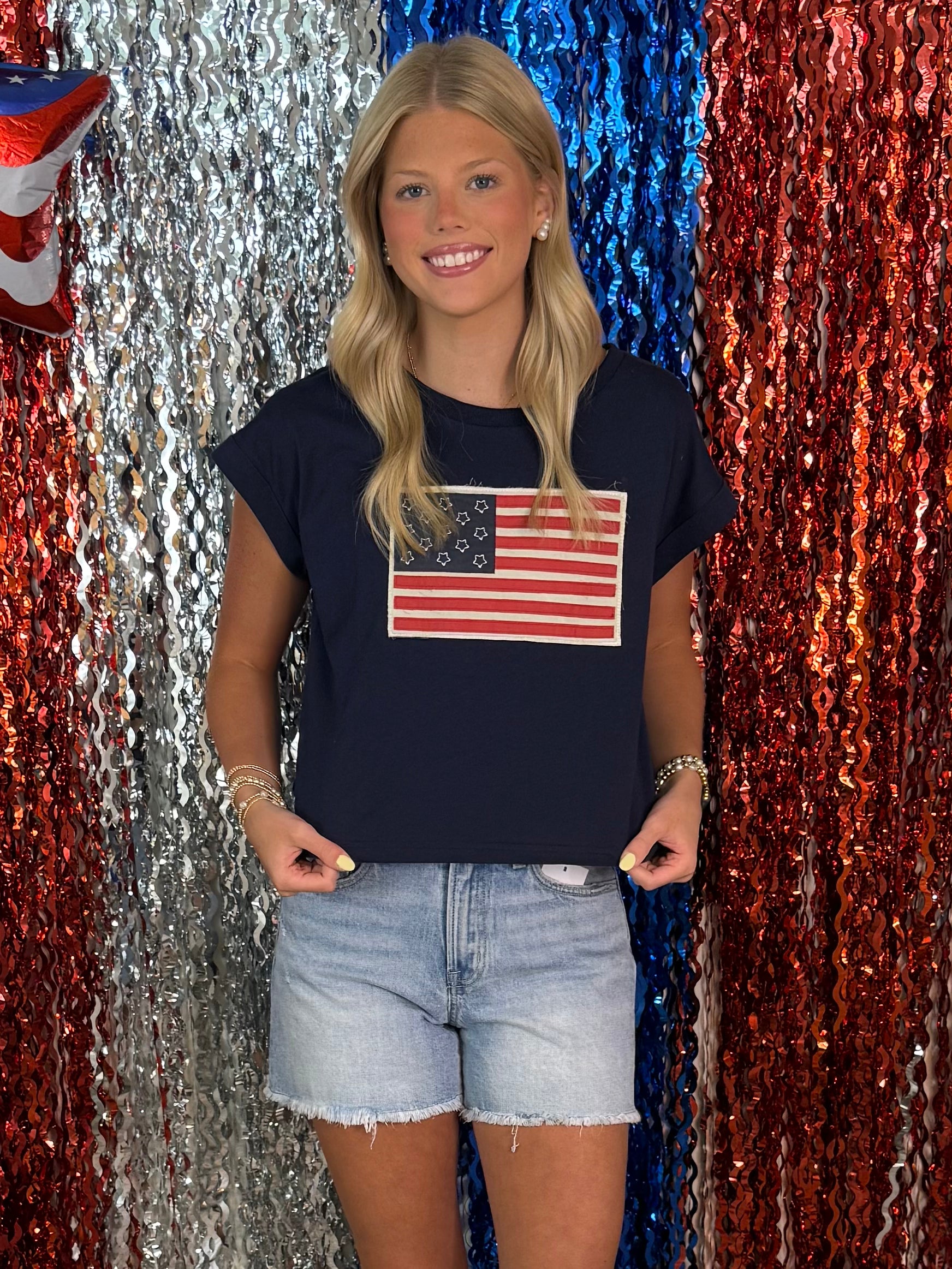 Pretty Harbor Navy Flag Top-Shop-Womens-Boutique-Clothing