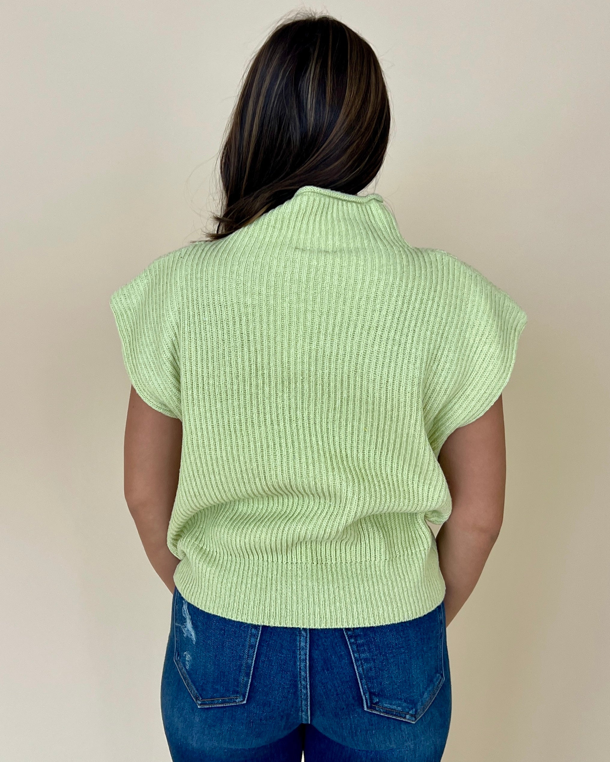 Better Yet Pistachio Turtleneck Sweater Vest-Shop-Womens-Boutique-Clothing