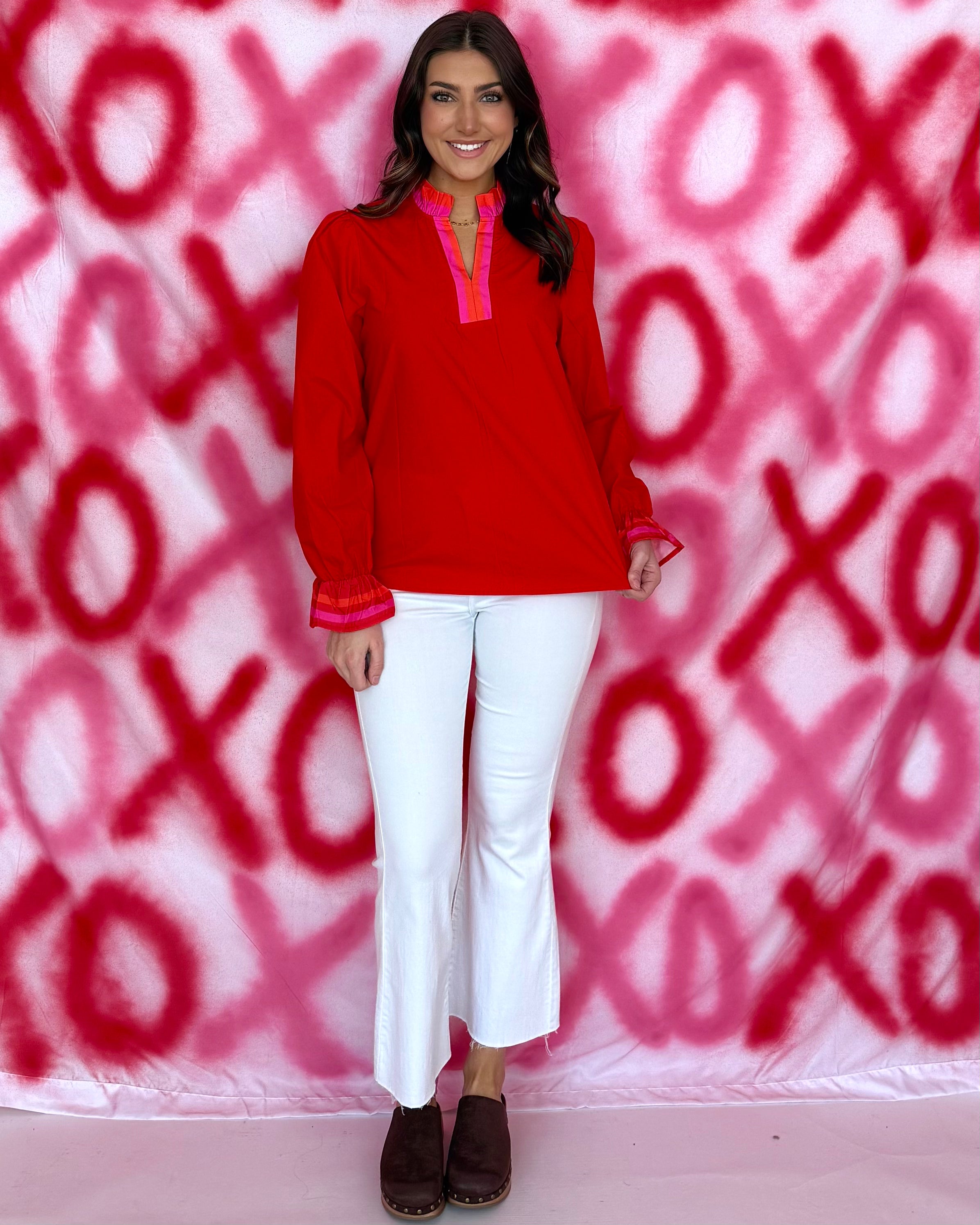 All My Dreams Red Striped Ruffle Top-Shop-Womens-Boutique-Clothing