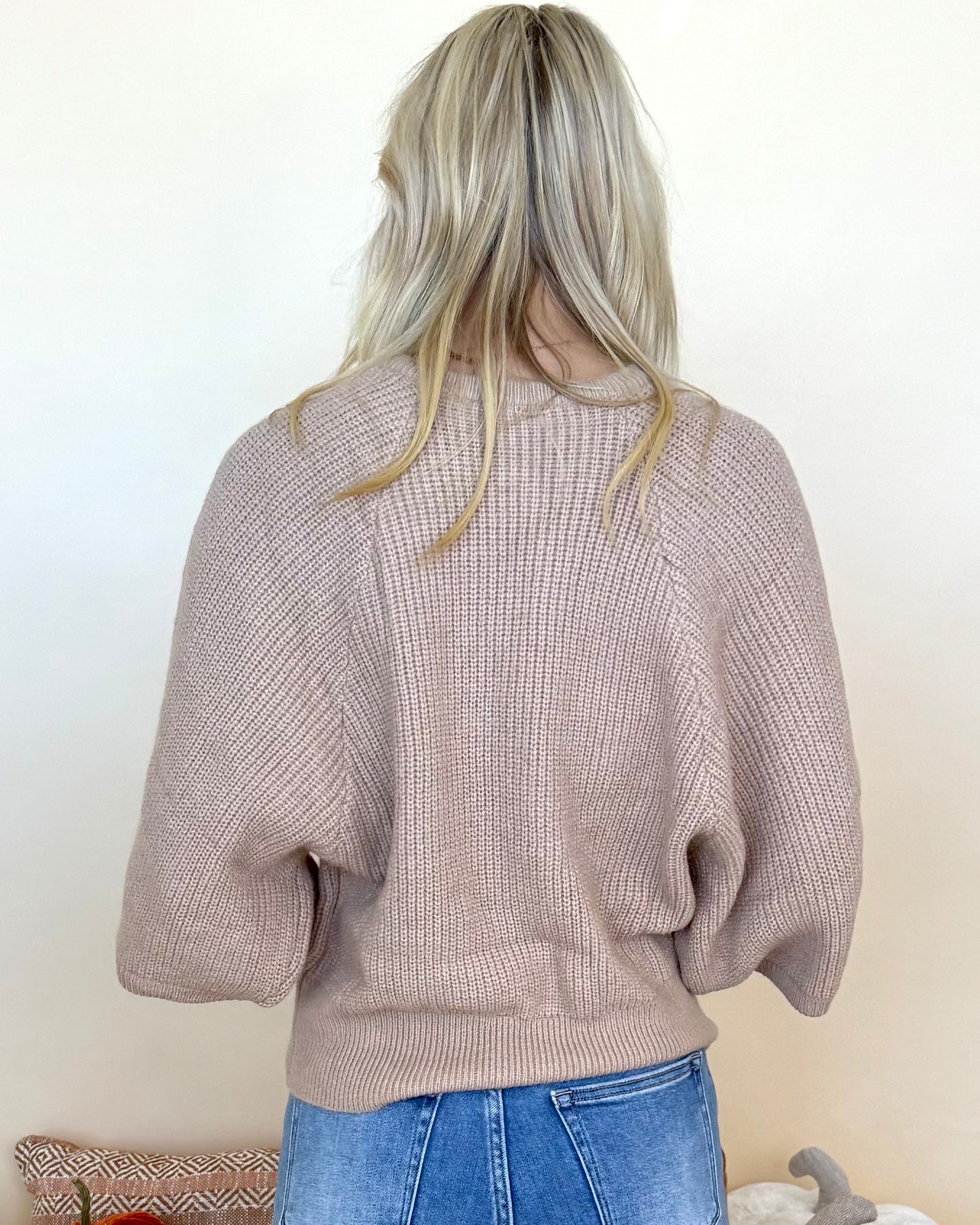 Wide Open Spaces Taupe 3/4 Sleeve Sweater-Shop-Womens-Boutique-Clothing