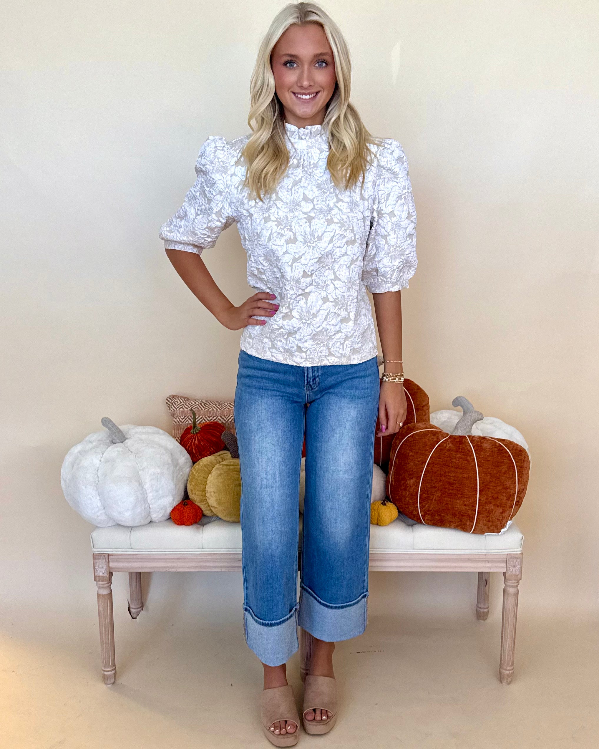 Abundant Mindset Beige Embroidered Top-Shop-Womens-Boutique-Clothing