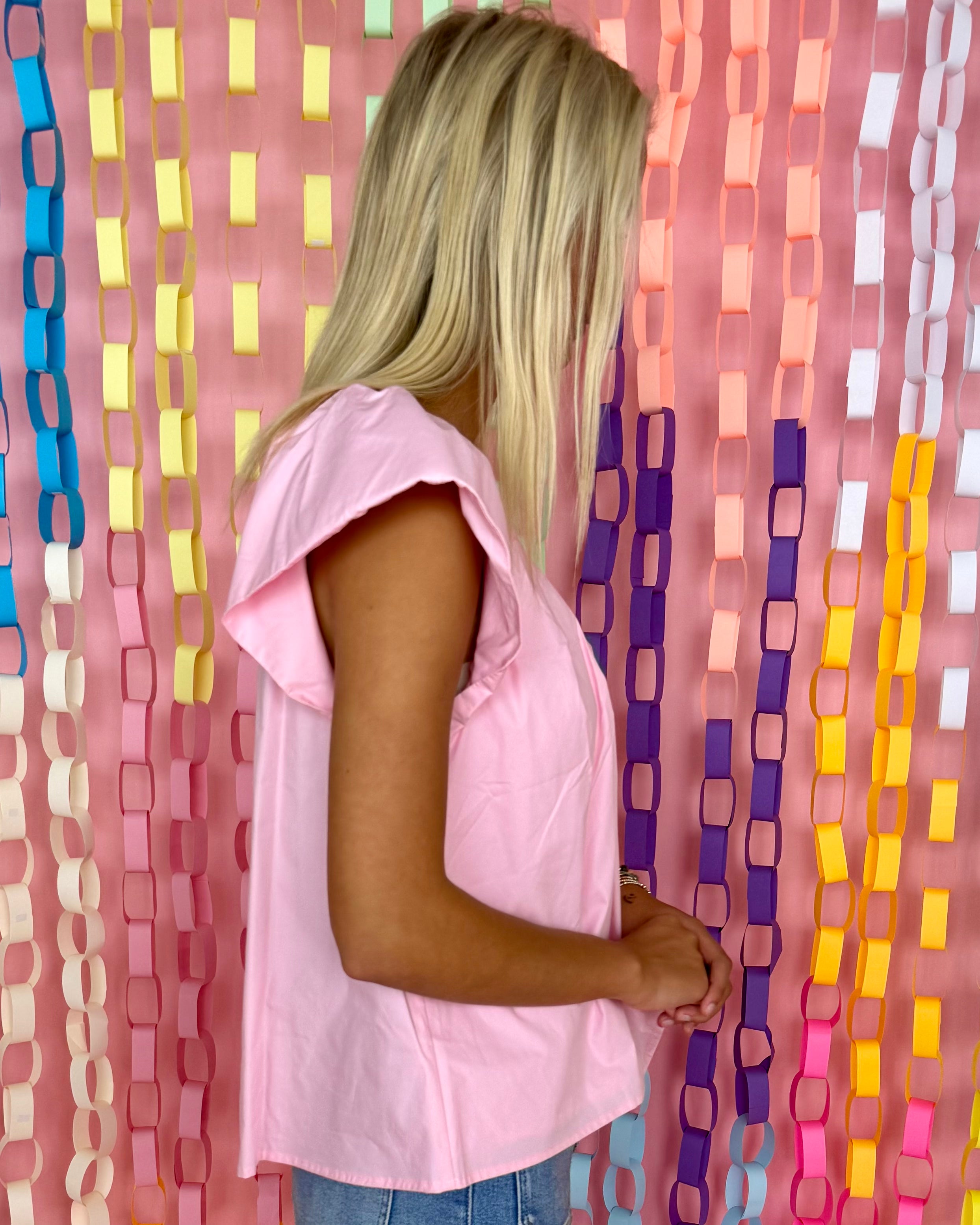 Truly Happy Pink Pleated Ruffle Top-Shop-Womens-Boutique-Clothing