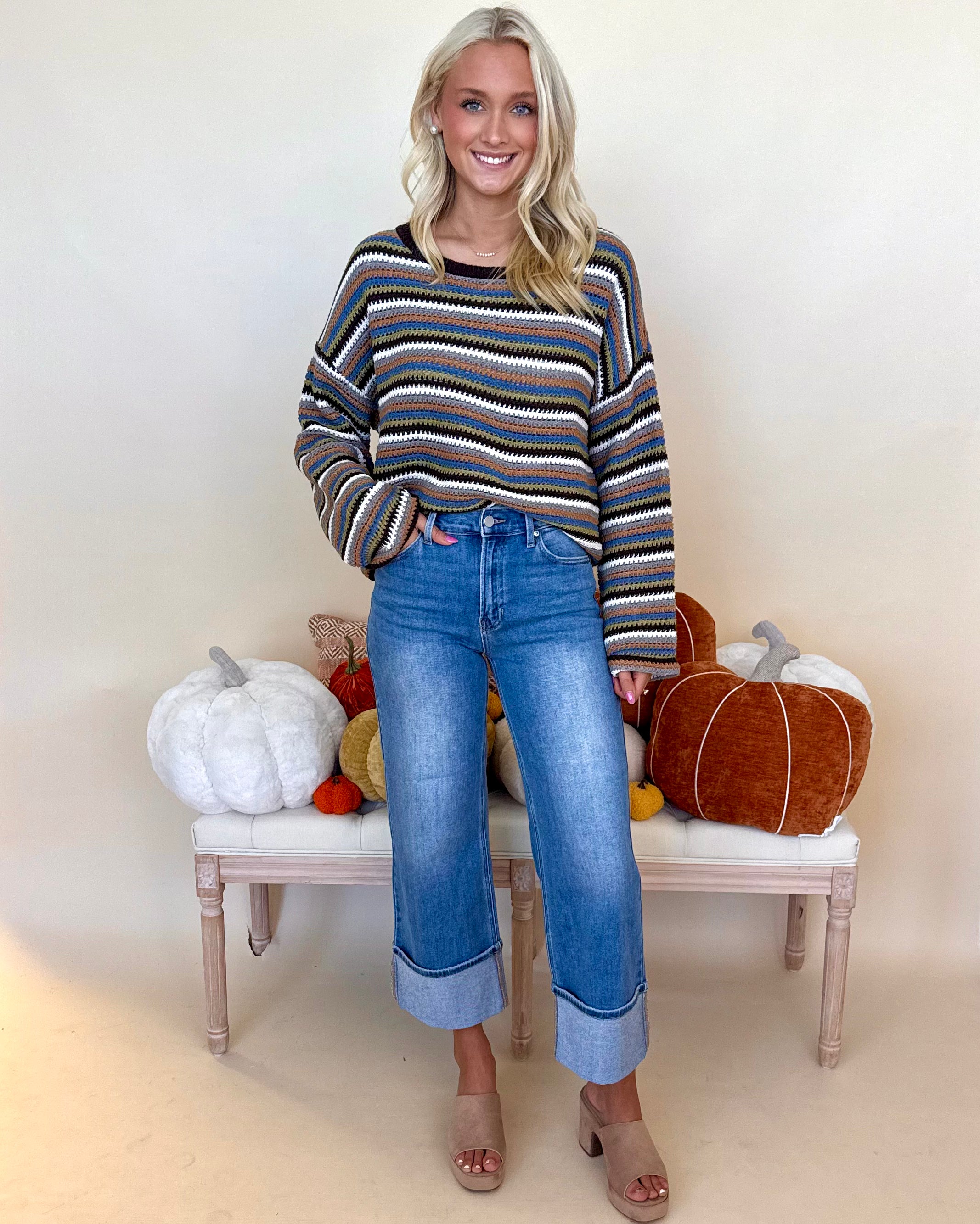Last Word Brown Multi Stripe Sweater-Shop-Womens-Boutique-Clothing