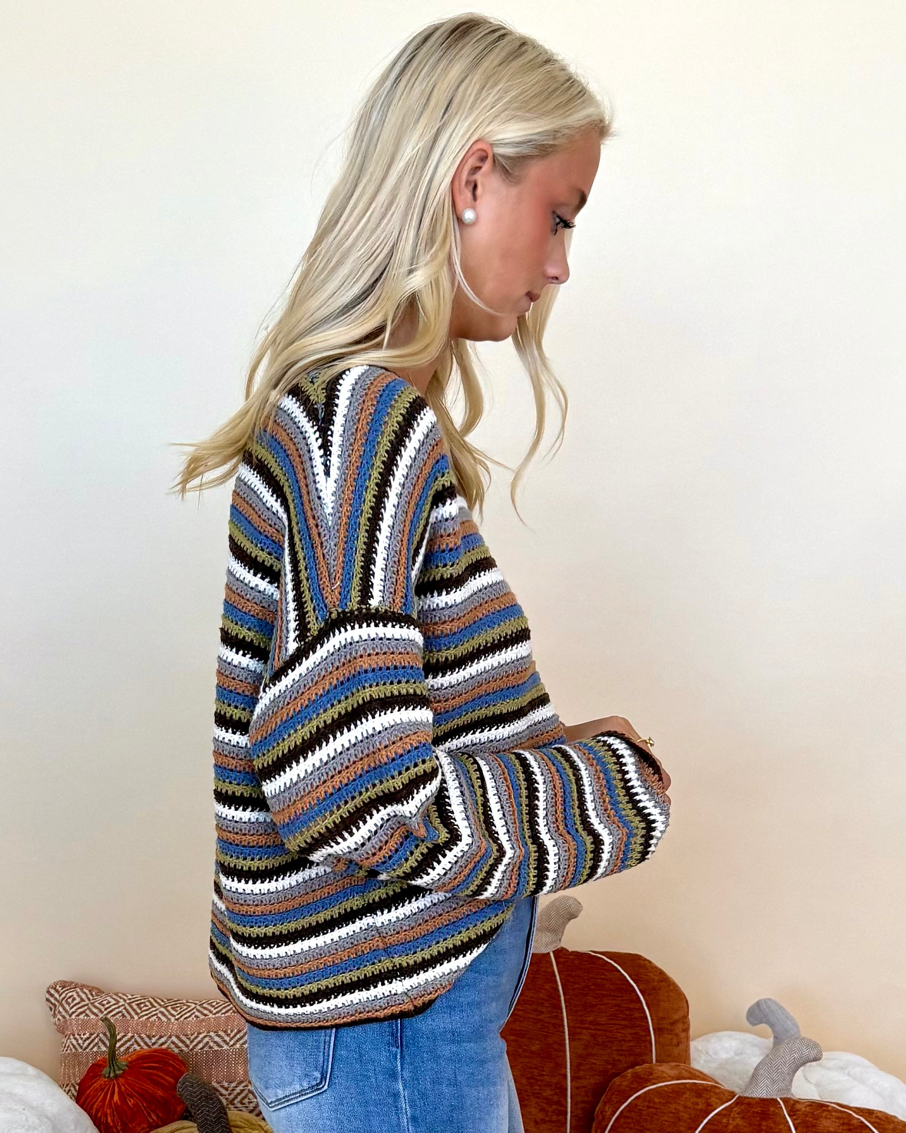 Last Word Brown Multi Stripe Sweater-Shop-Womens-Boutique-Clothing