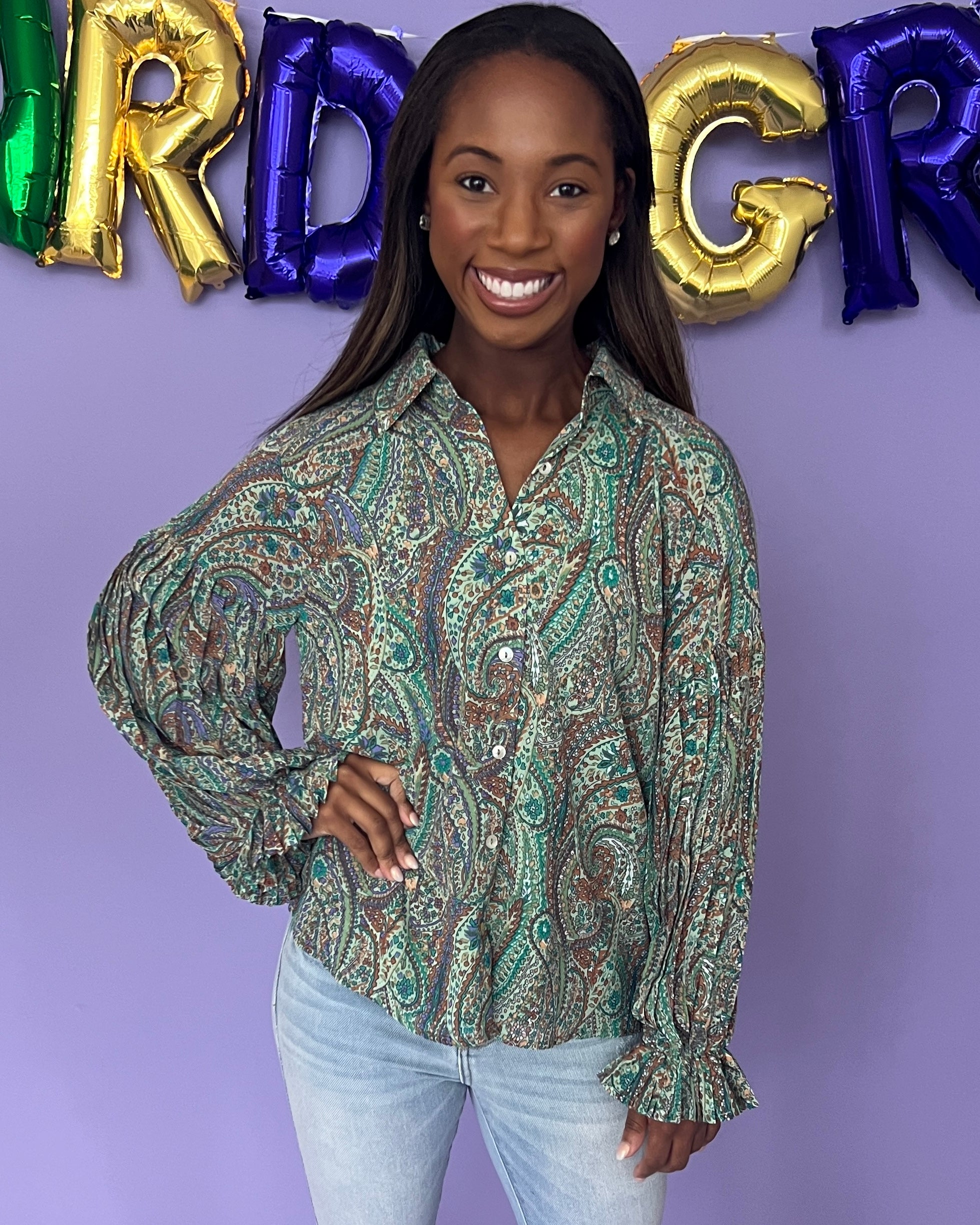 True Spirit Green Mix Paisley Top-Shop-Womens-Boutique-Clothing