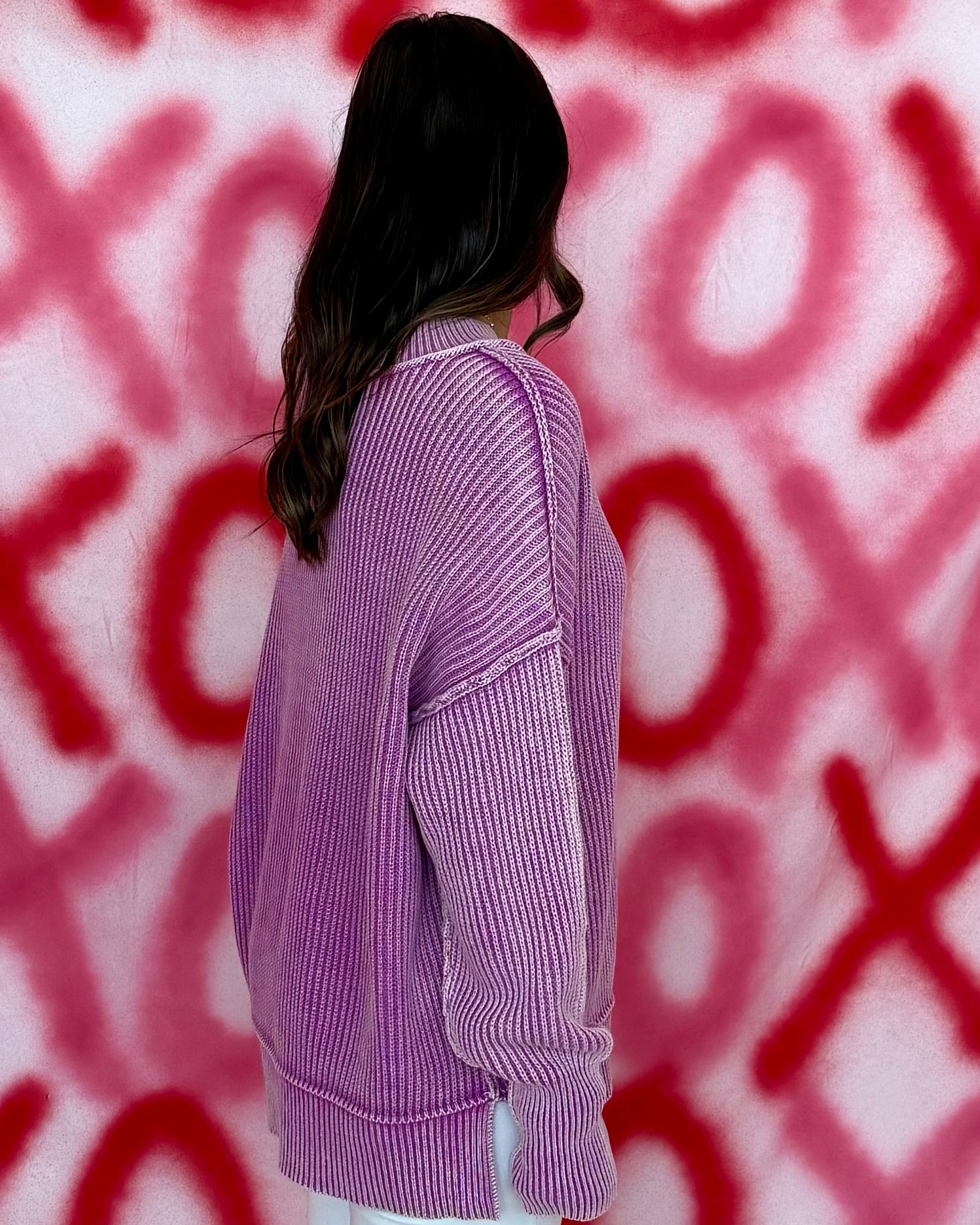 That's So You Violet Washed Slit Sweater-Shop-Womens-Boutique-Clothing