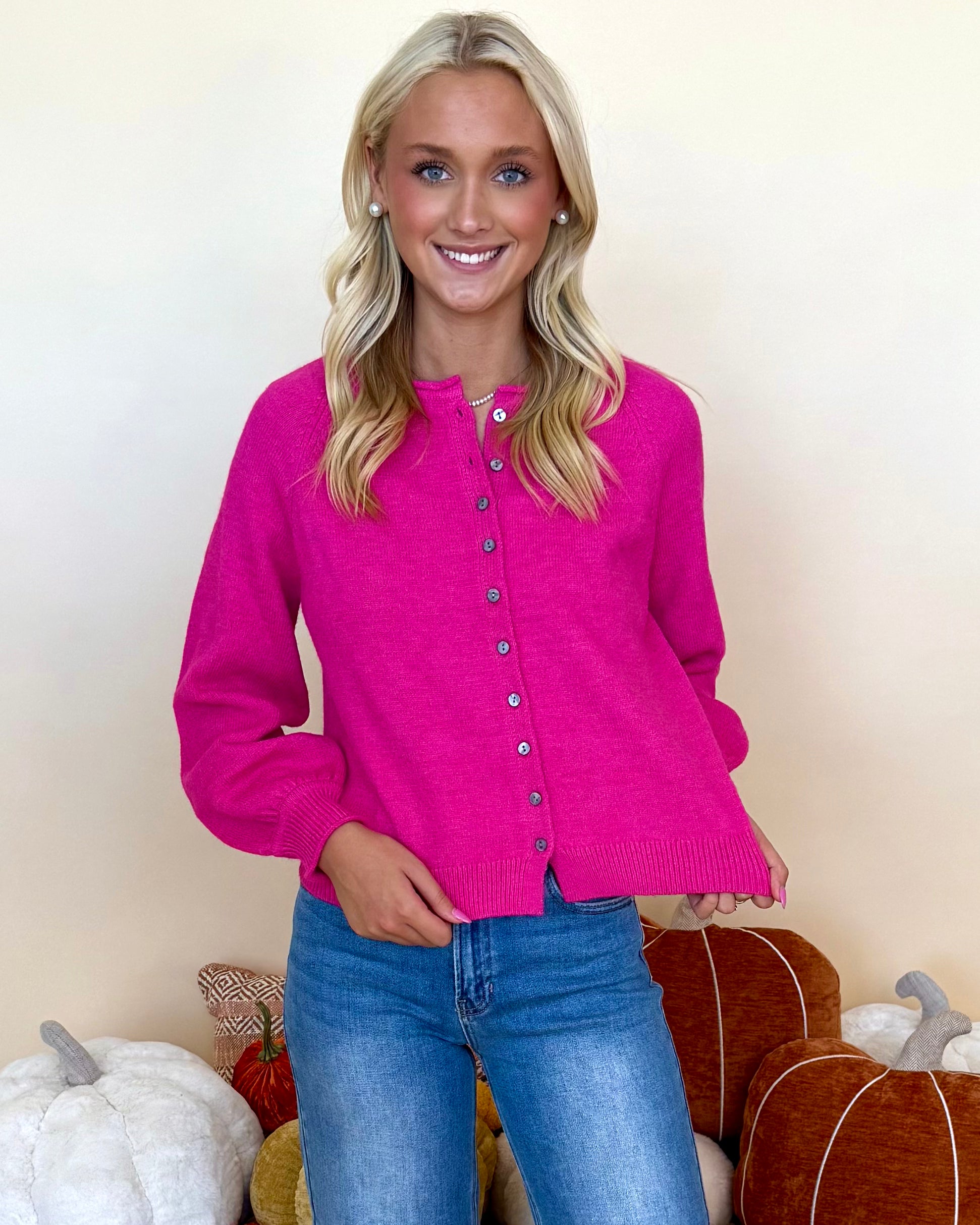Cafe Hangout Pink Button Cardigan-Shop-Womens-Boutique-Clothing