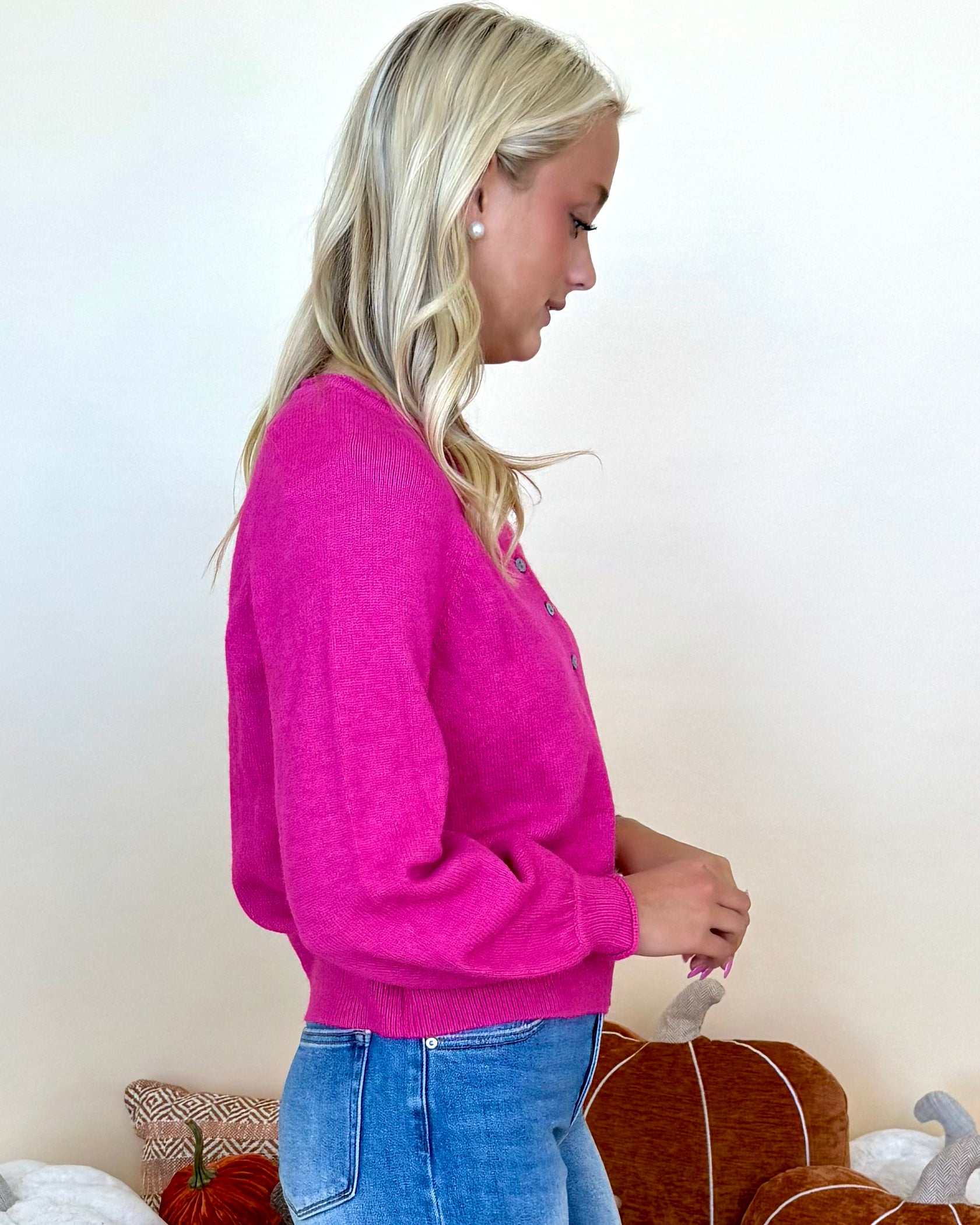Cafe Hangout Pink Button Cardigan-Shop-Womens-Boutique-Clothing
