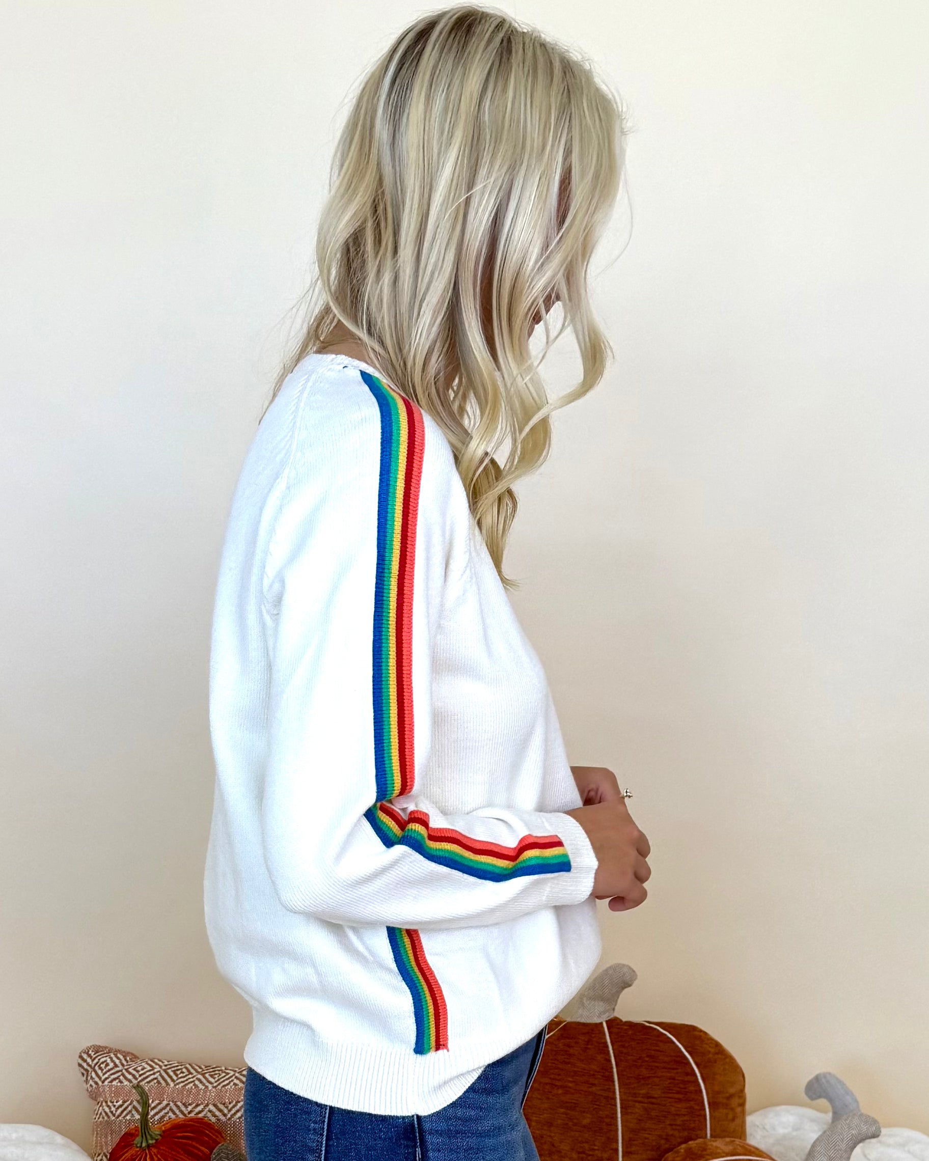 Fresh Perspective Cream Rainbow Contrast Sweater-Shop-Womens-Boutique-Clothing
