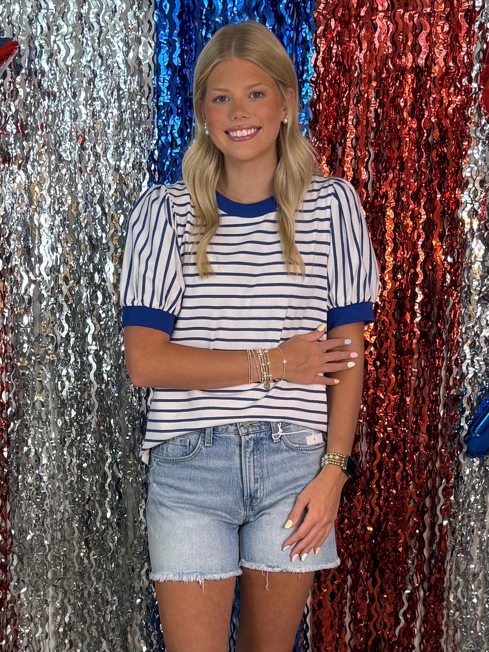 Worth The Risk Royal Striped Top-Shop-Womens-Boutique-Clothing