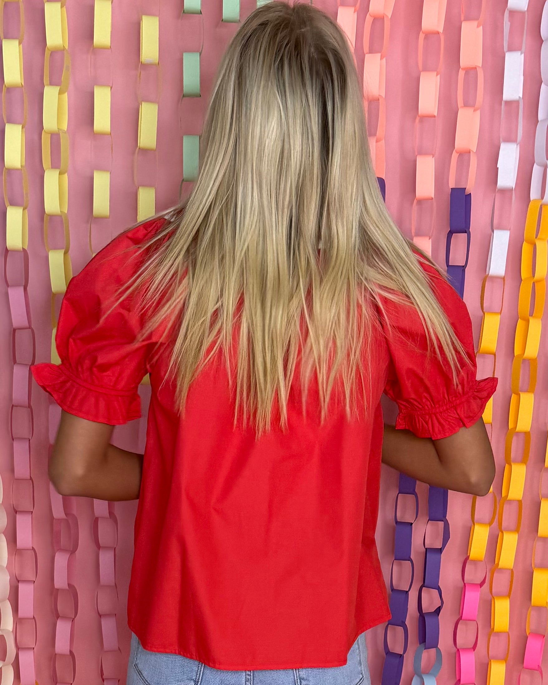 On Your Side Red Embroidered Detail Top-Shop-Womens-Boutique-Clothing