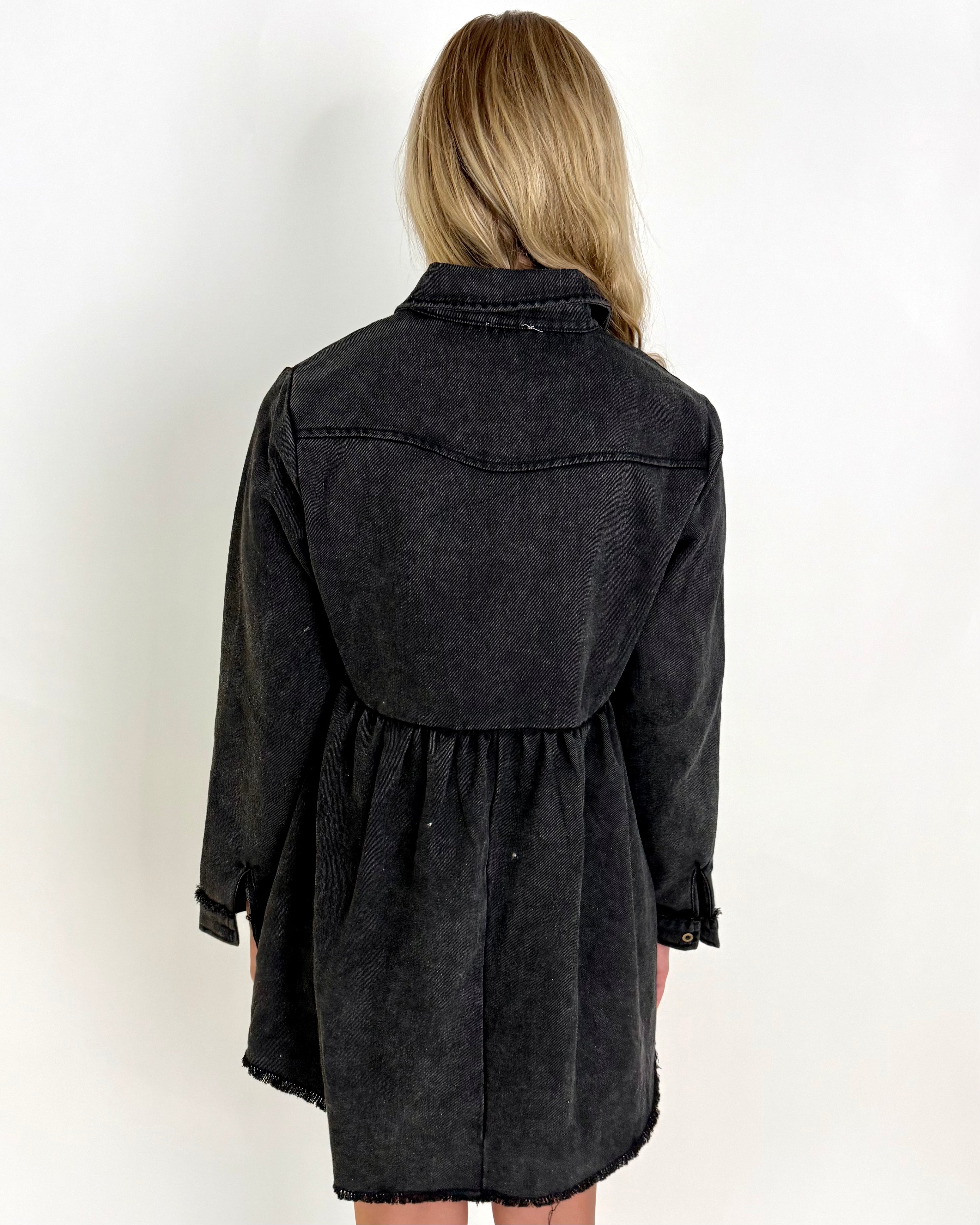 Put It On Black Washed Denim Dress-Shop-Womens-Boutique-Clothing