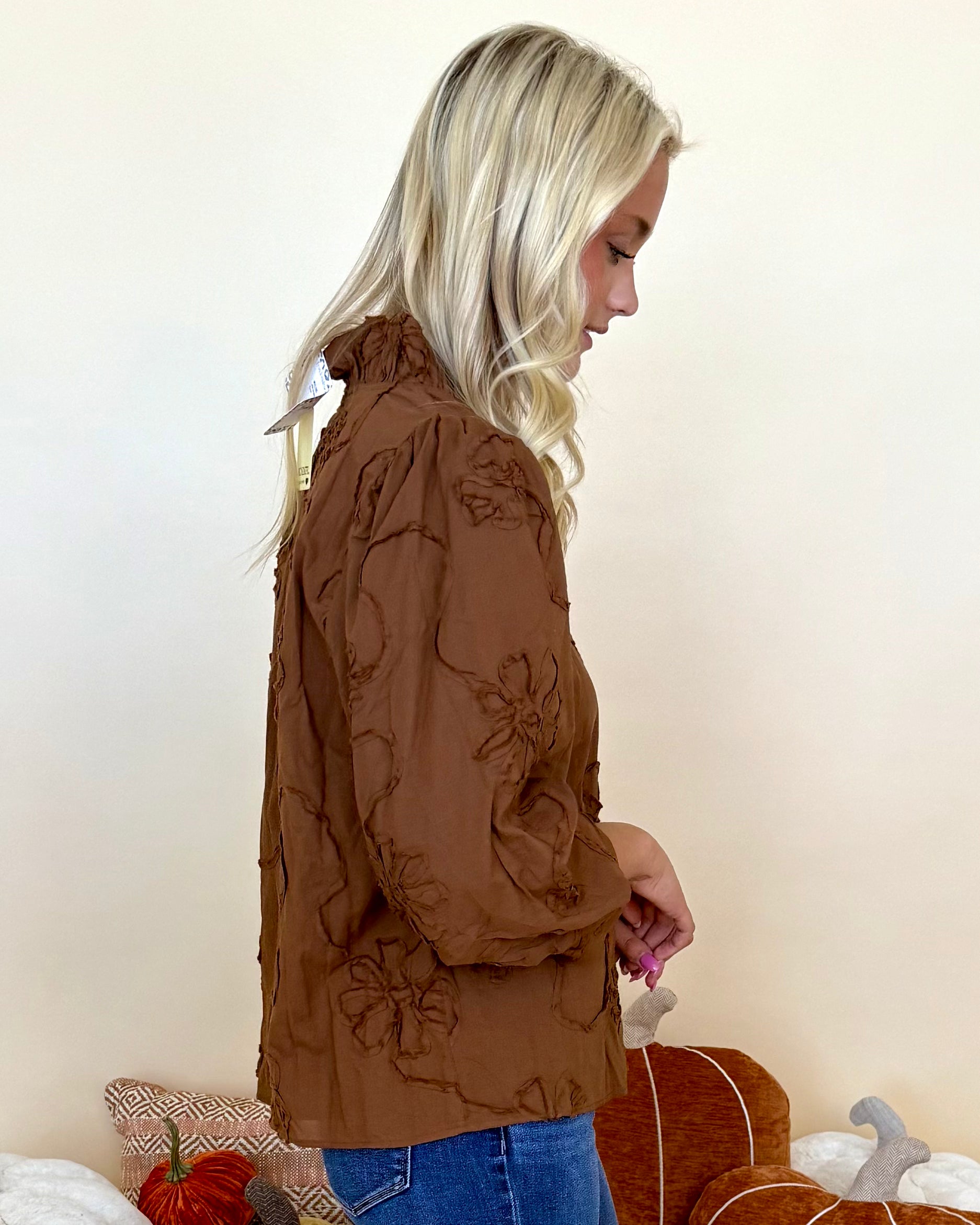 Best In Bloom Brown Embroidered Top-Shop-Womens-Boutique-Clothing