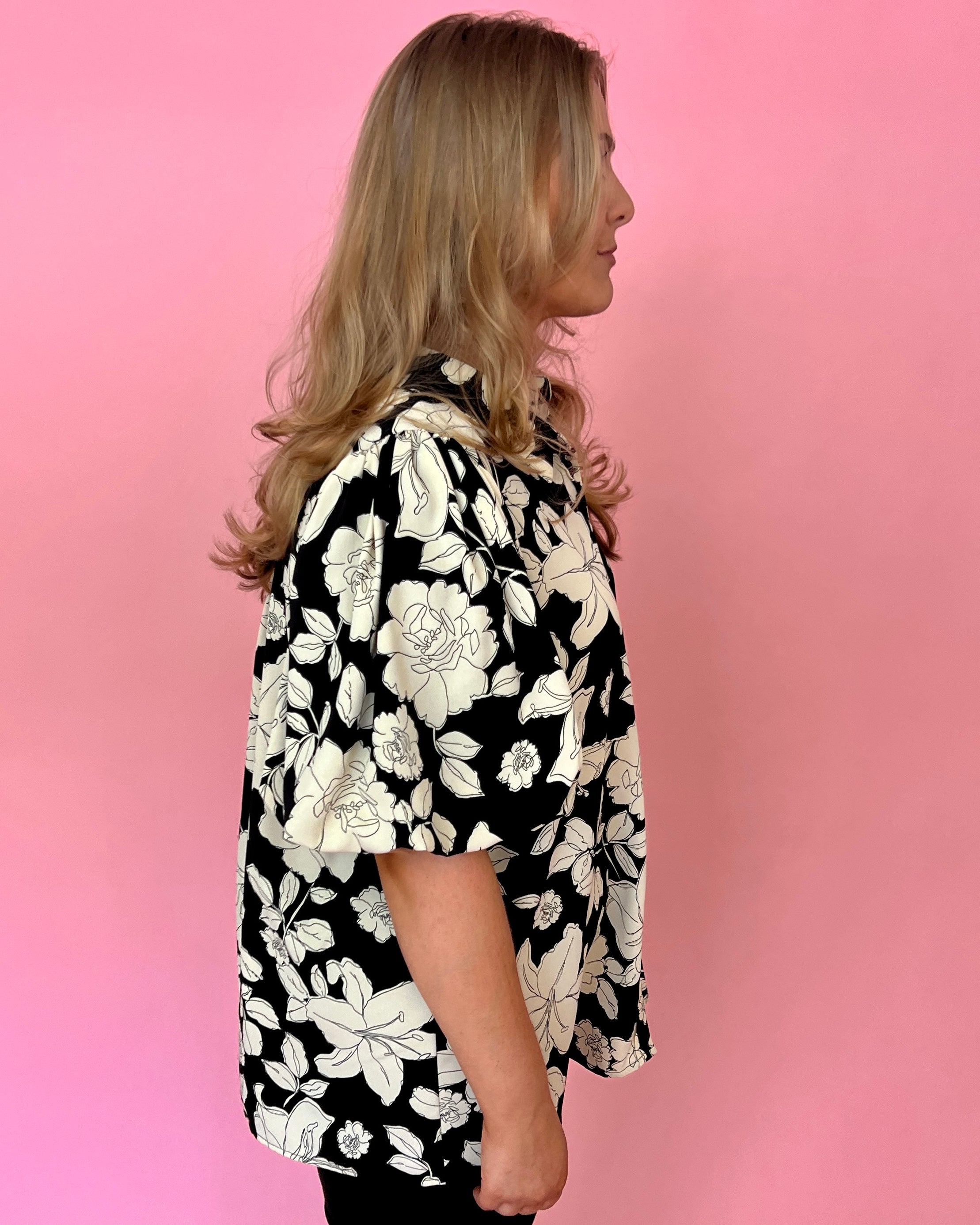Quiet Moments Black Plus Floral Button Down Top-Shop-Womens-Boutique-Clothing