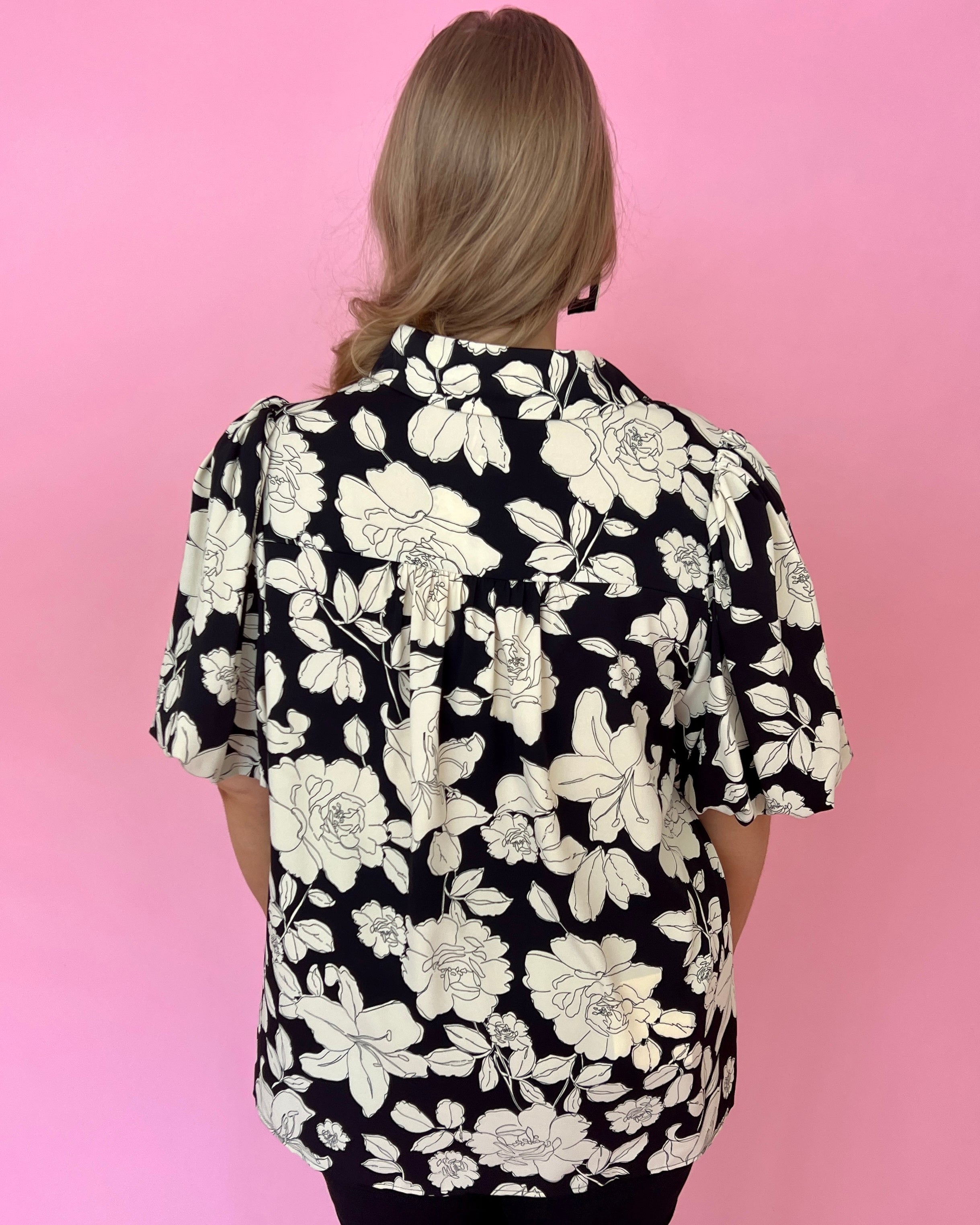 Quiet Moments Black Plus Floral Button Down Top-Shop-Womens-Boutique-Clothing
