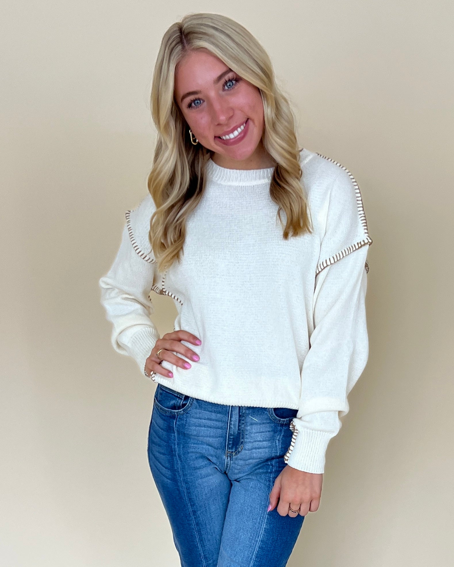 Hear Me Out Off White Pullover Sweater-Shop-Womens-Boutique-Clothing