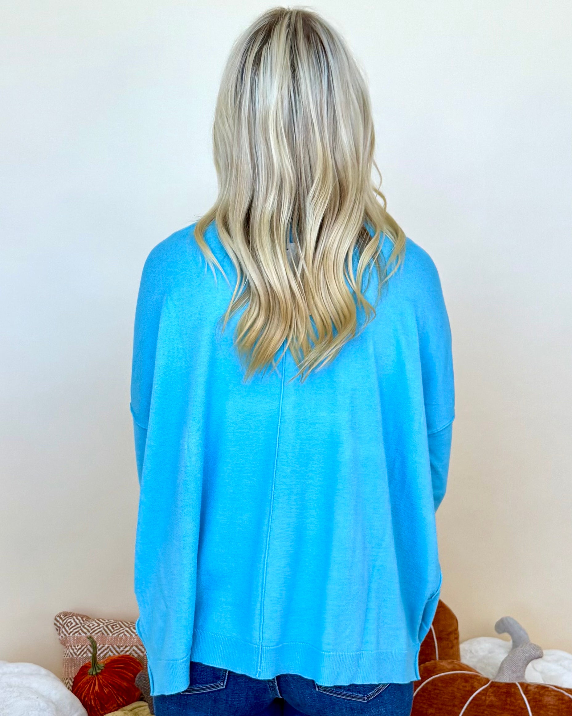 Running Around Aqua Lightweight Sweater-Shop-Womens-Boutique-Clothing