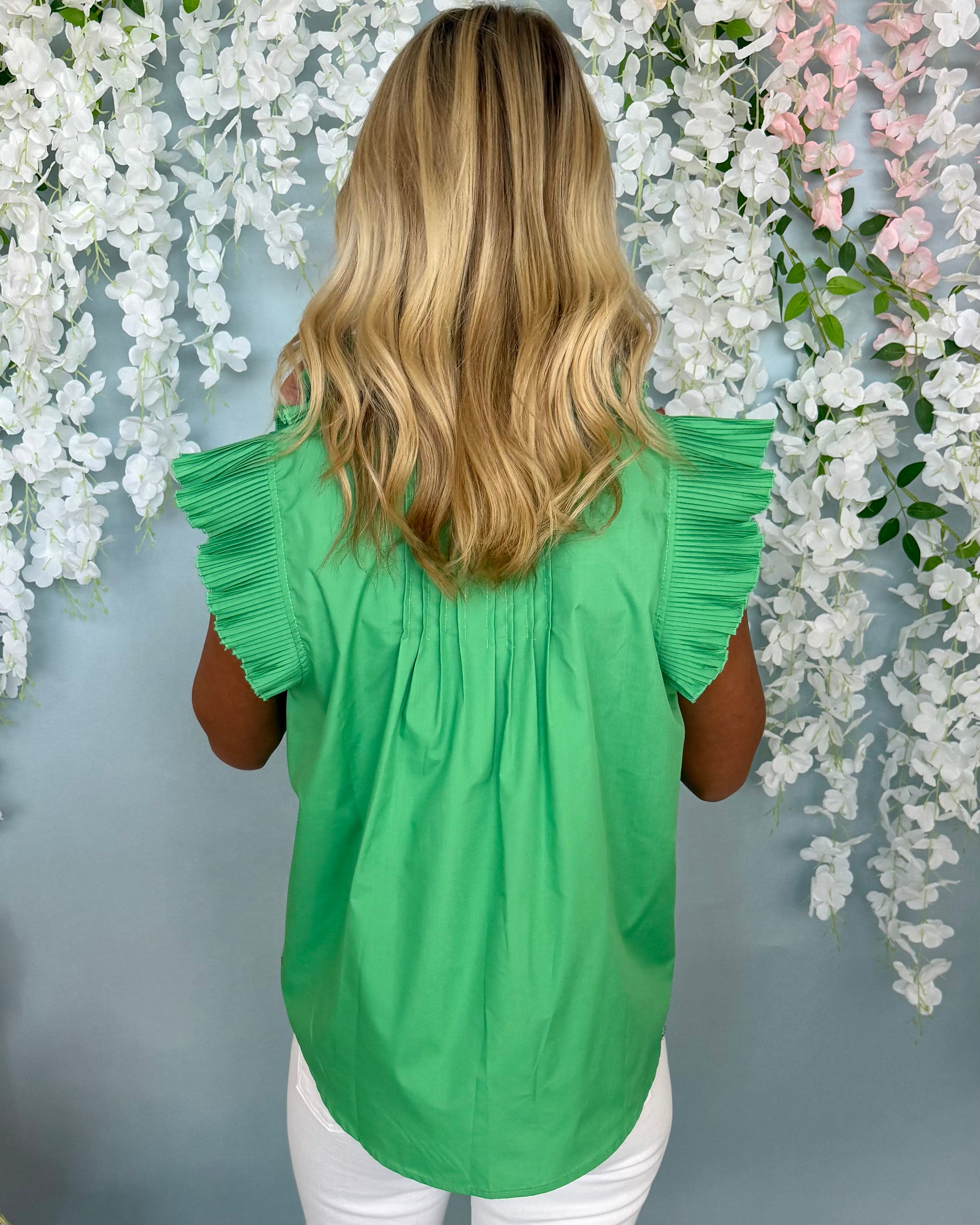 Darling Glance Green Sleeveless Frill Top-Shop-Womens-Boutique-Clothing