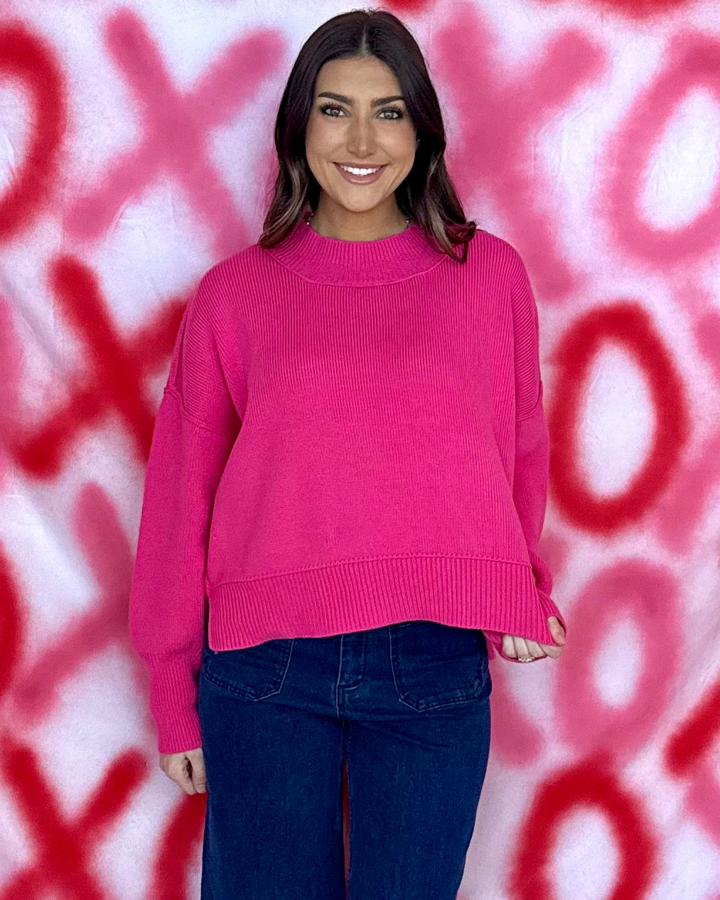 Your Day Fuchsia Wide Neck Band Sweater-Shop-Womens-Boutique-Clothing