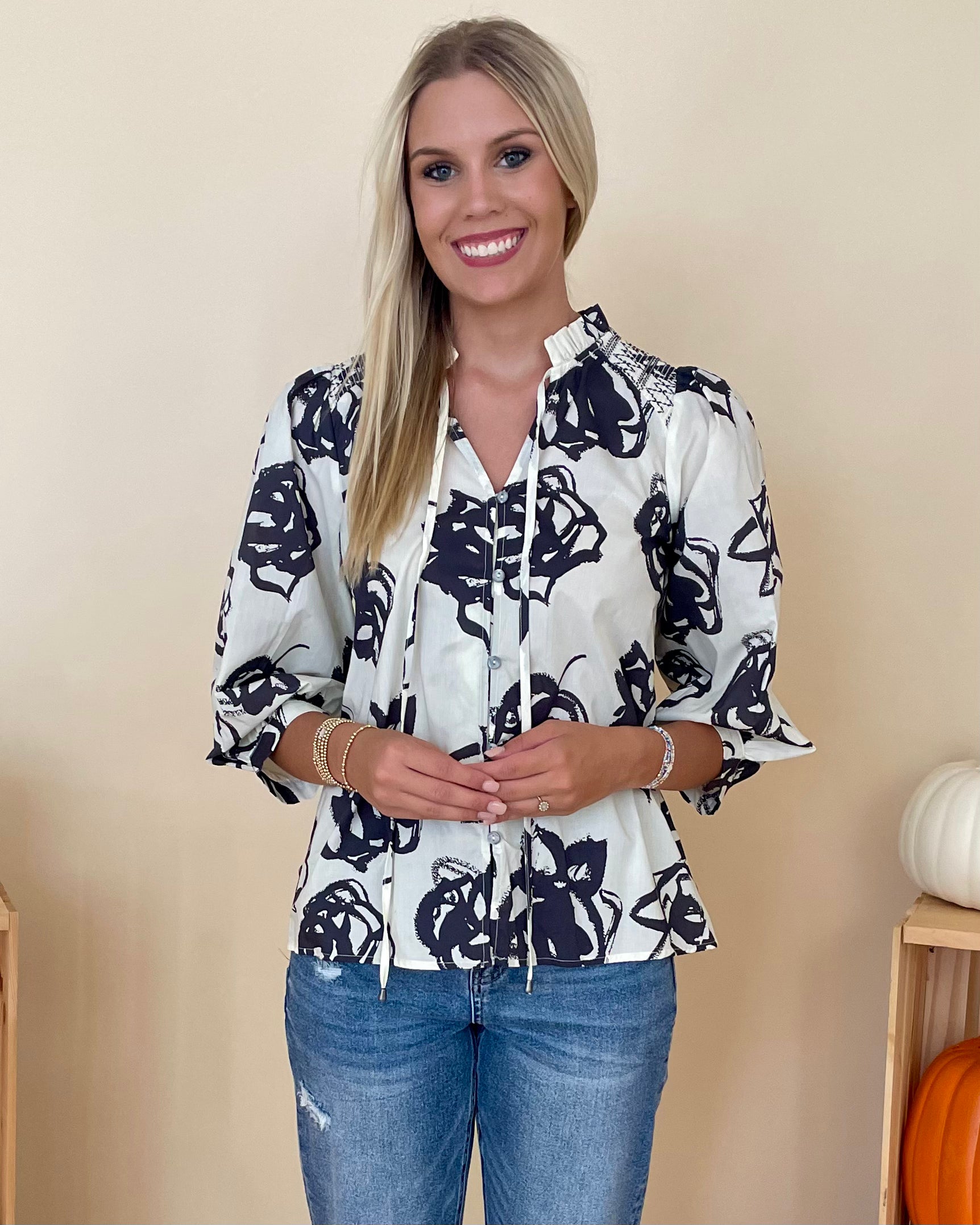 Walk About Cream Print Top-Shop-Womens-Boutique-Clothing