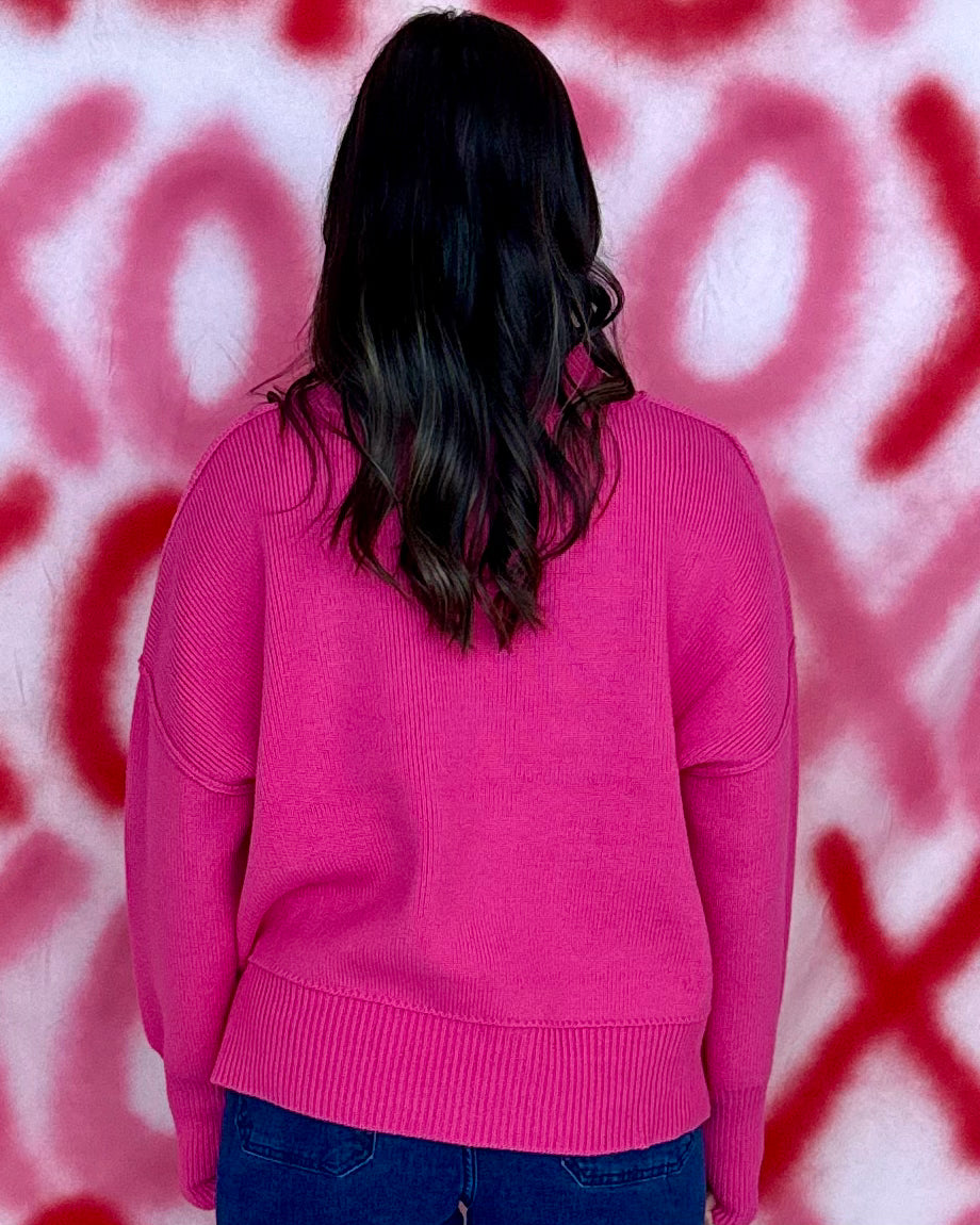 Your Day Fuchsia Wide Neck Band Sweater-Shop-Womens-Boutique-Clothing