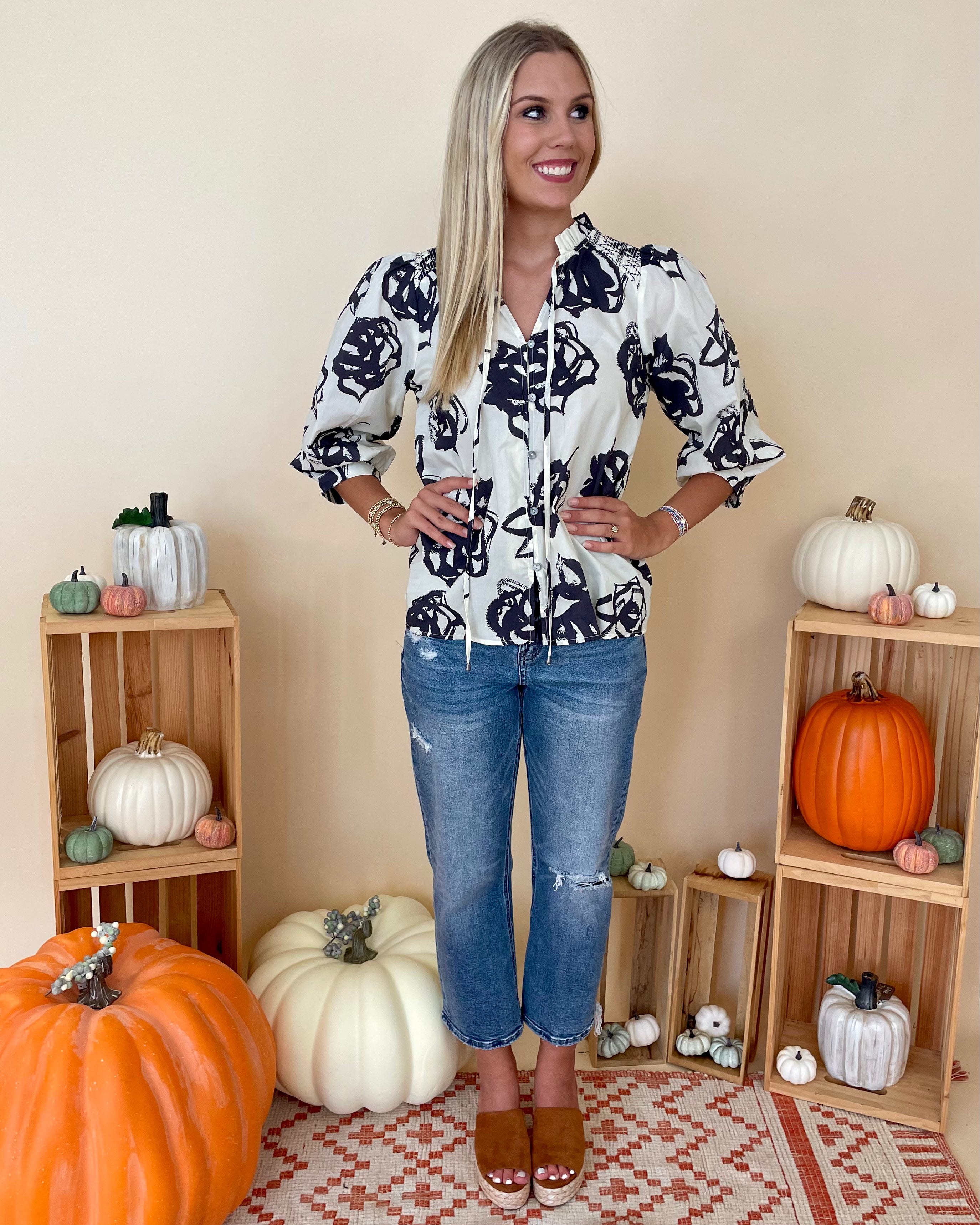 Walk About Cream Print Top-Shop-Womens-Boutique-Clothing