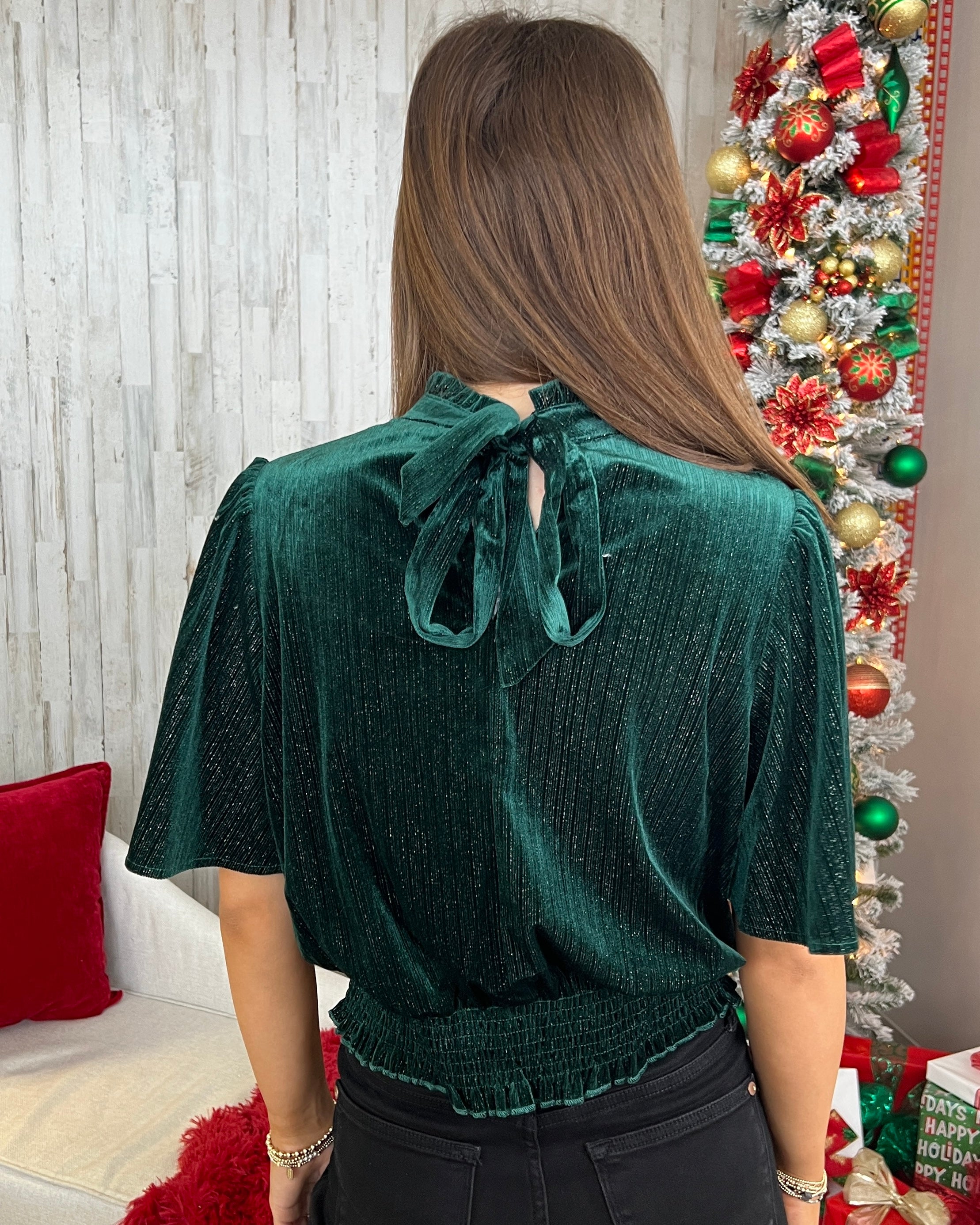 Find Yourself Green Metallic Ribbed Top-Shop-Womens-Boutique-Clothing