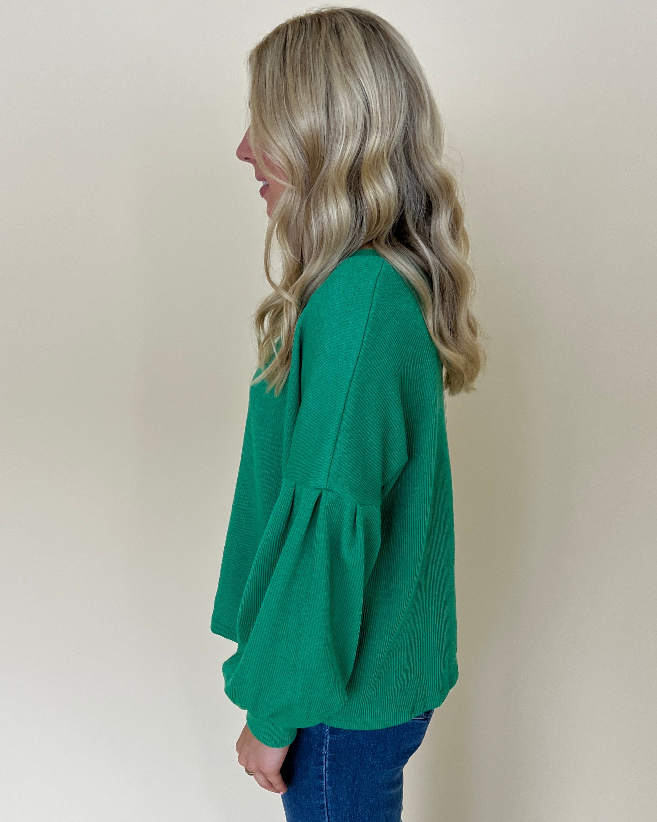 Feeling It Green Ribbed Top-Shop-Womens-Boutique-Clothing