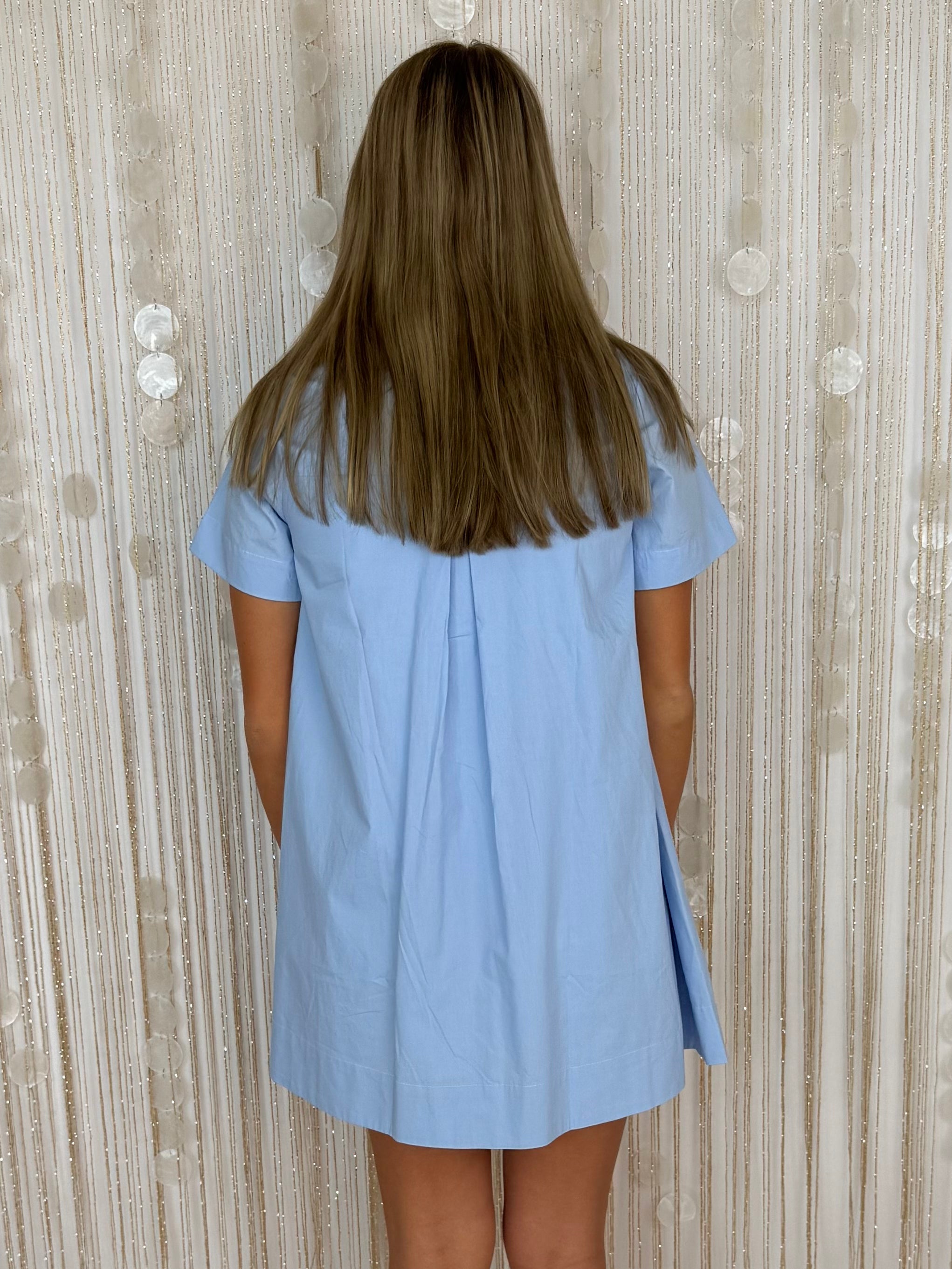 Alongside Baby Blue Button Stitch Dress-Shop-Womens-Boutique-Clothing