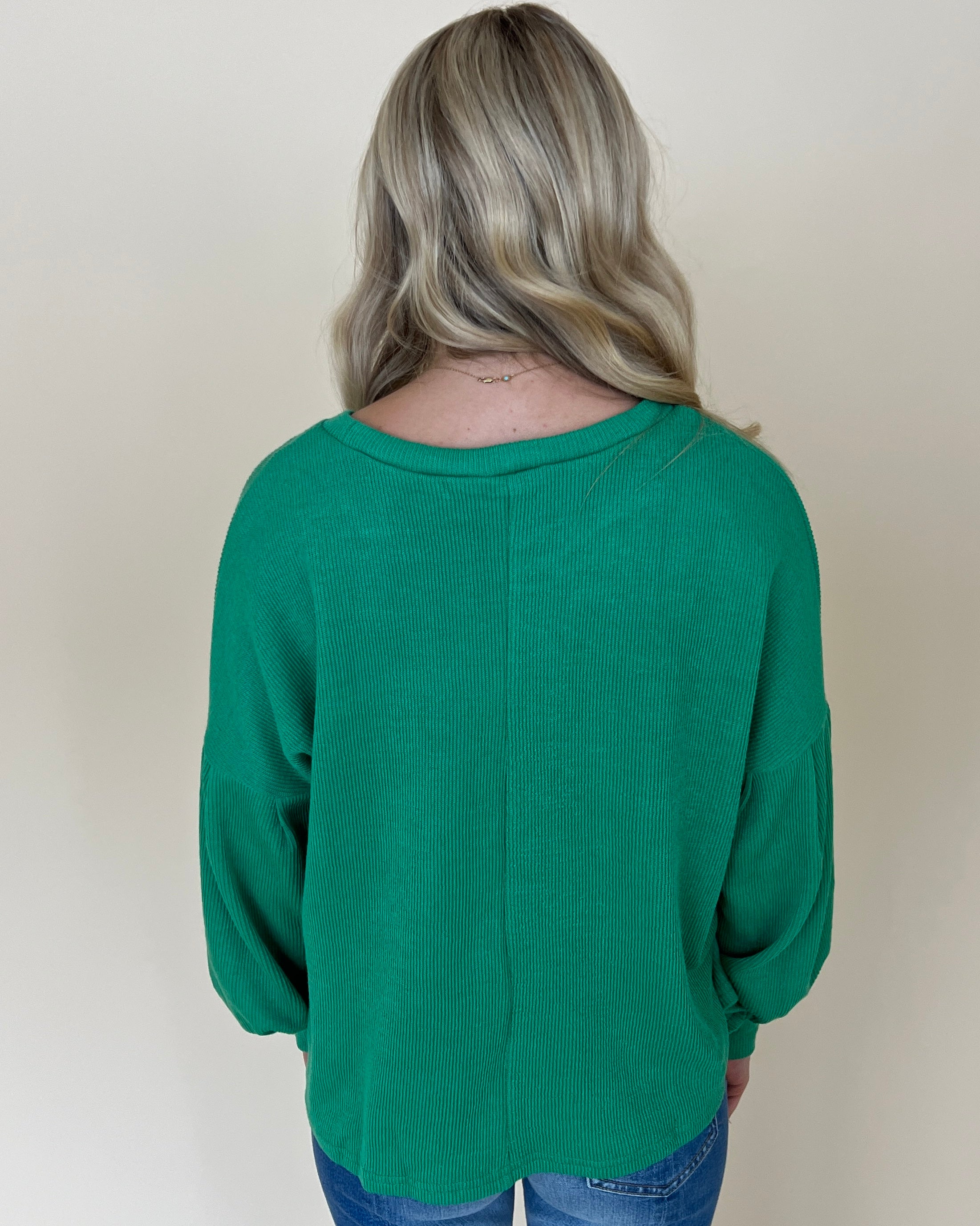 Feeling It Green Ribbed Top-Shop-Womens-Boutique-Clothing