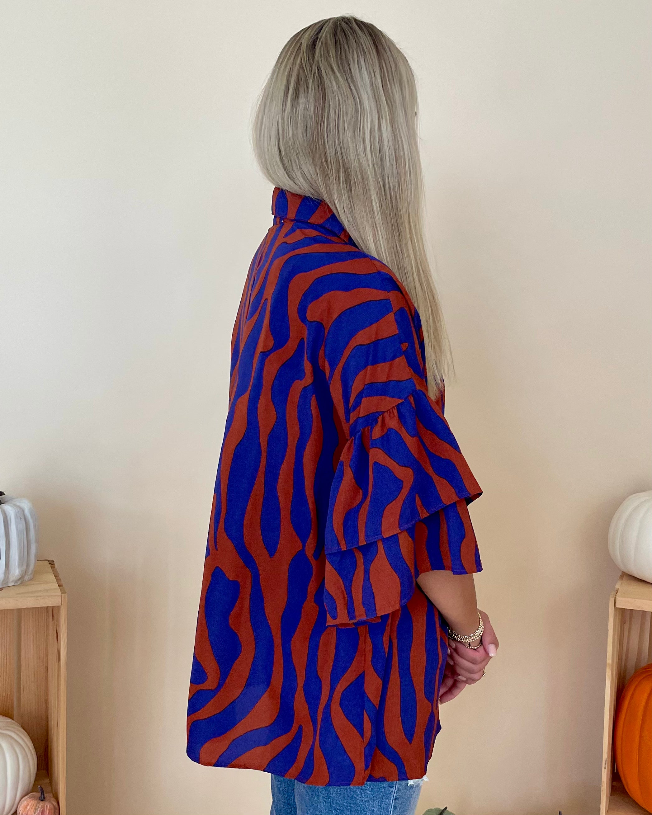 Sent Above Coffee Blue Ruffle Top-Shop-Womens-Boutique-Clothing