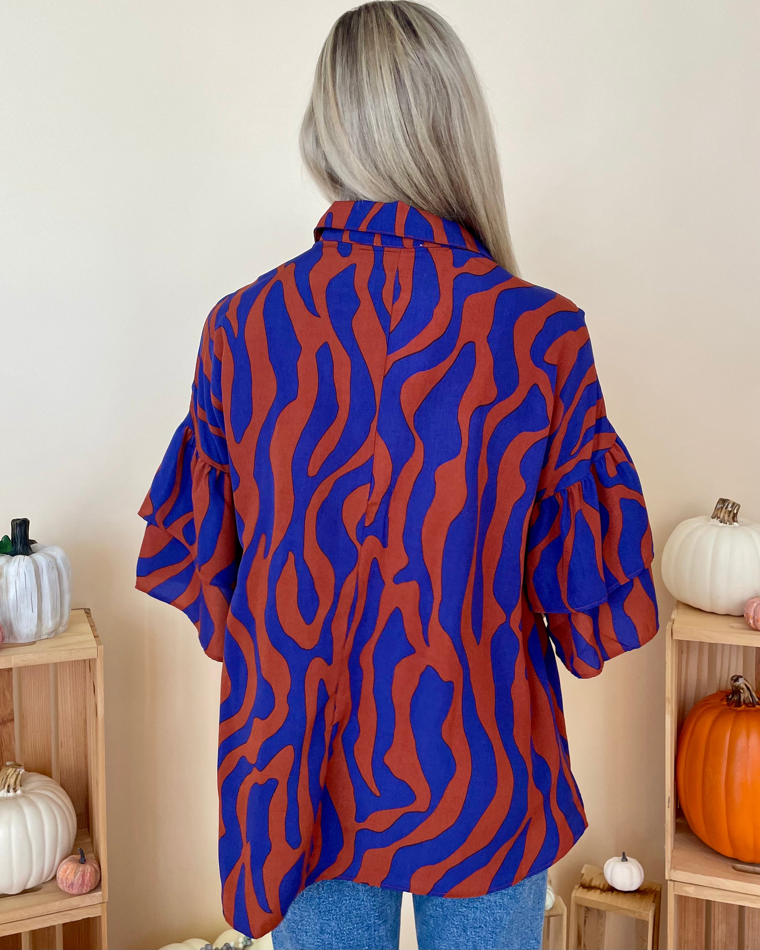 Sent Above Coffee Blue Ruffle Top-Shop-Womens-Boutique-Clothing