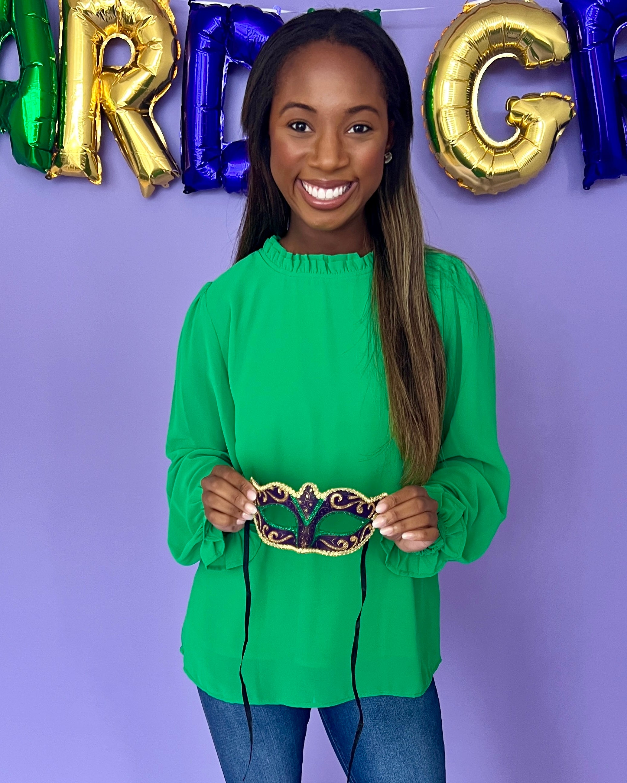 Tell Me All Green Ruffle Top-Shop-Womens-Boutique-Clothing