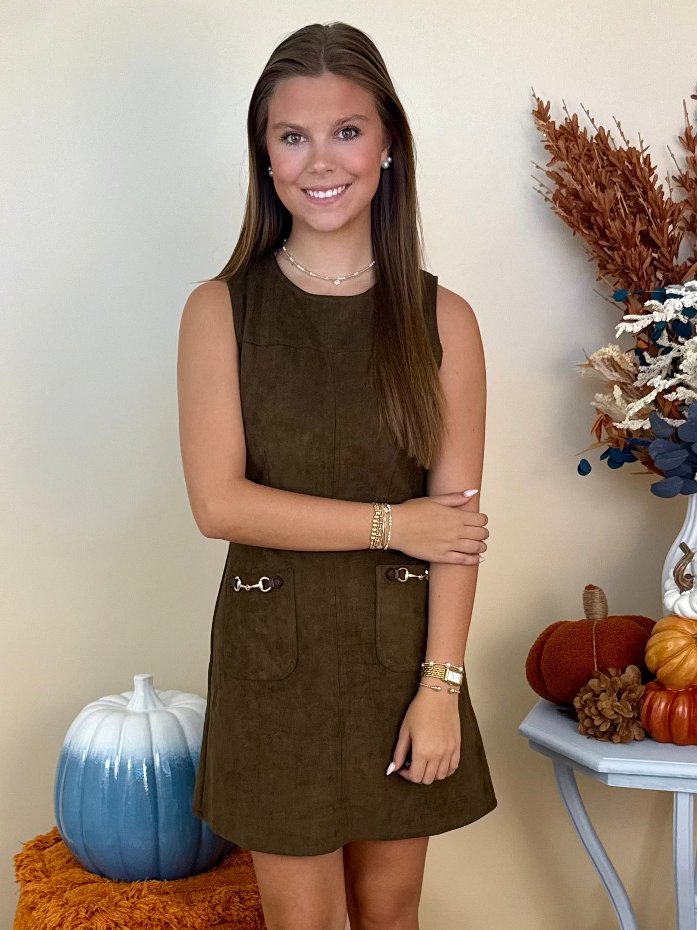 Feels Like Fall Wood Sleeveless Dress-Shop-Womens-Boutique-Clothing
