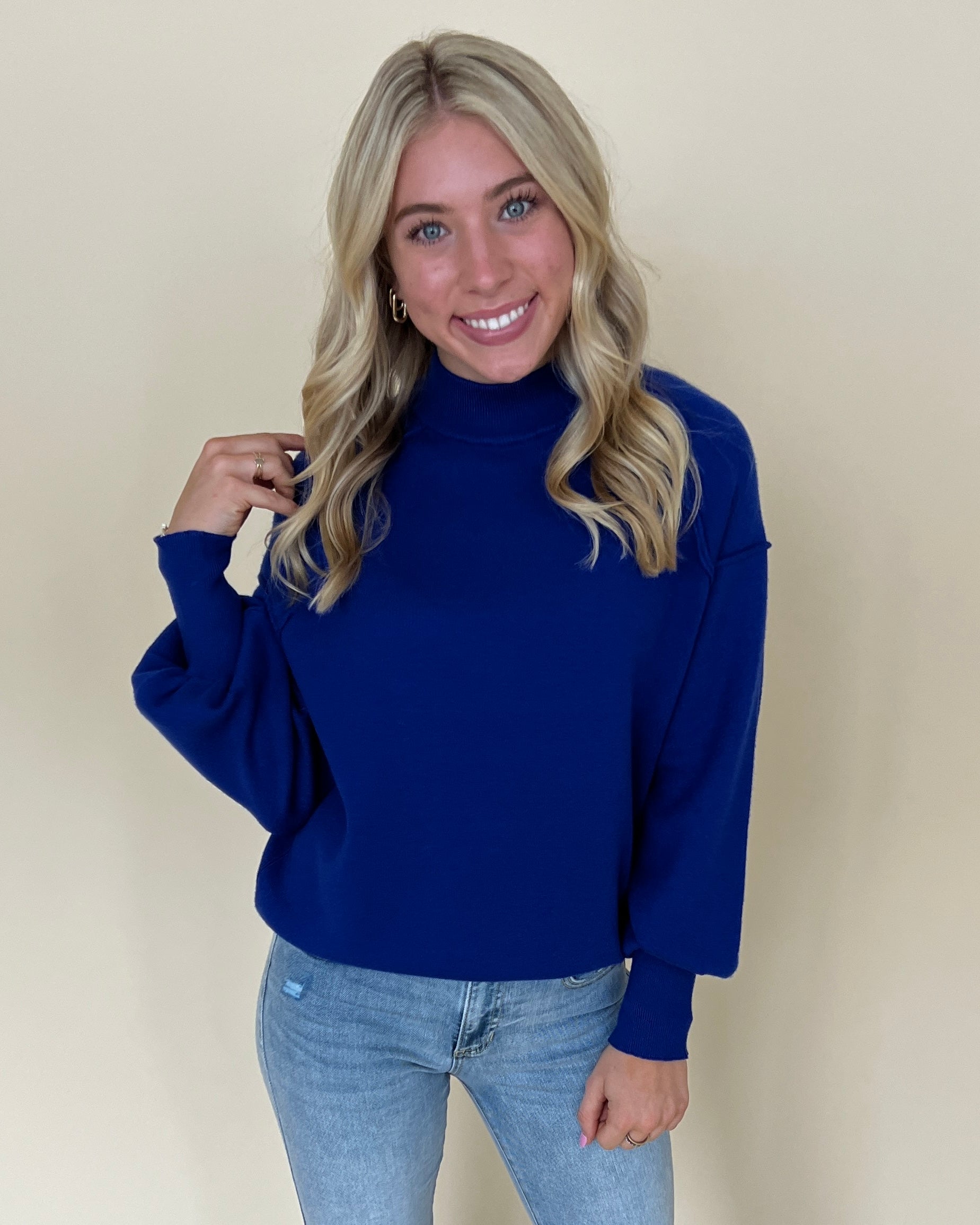 Cool Breeze Royal Blue Knit Sweater-Shop-Womens-Boutique-Clothing