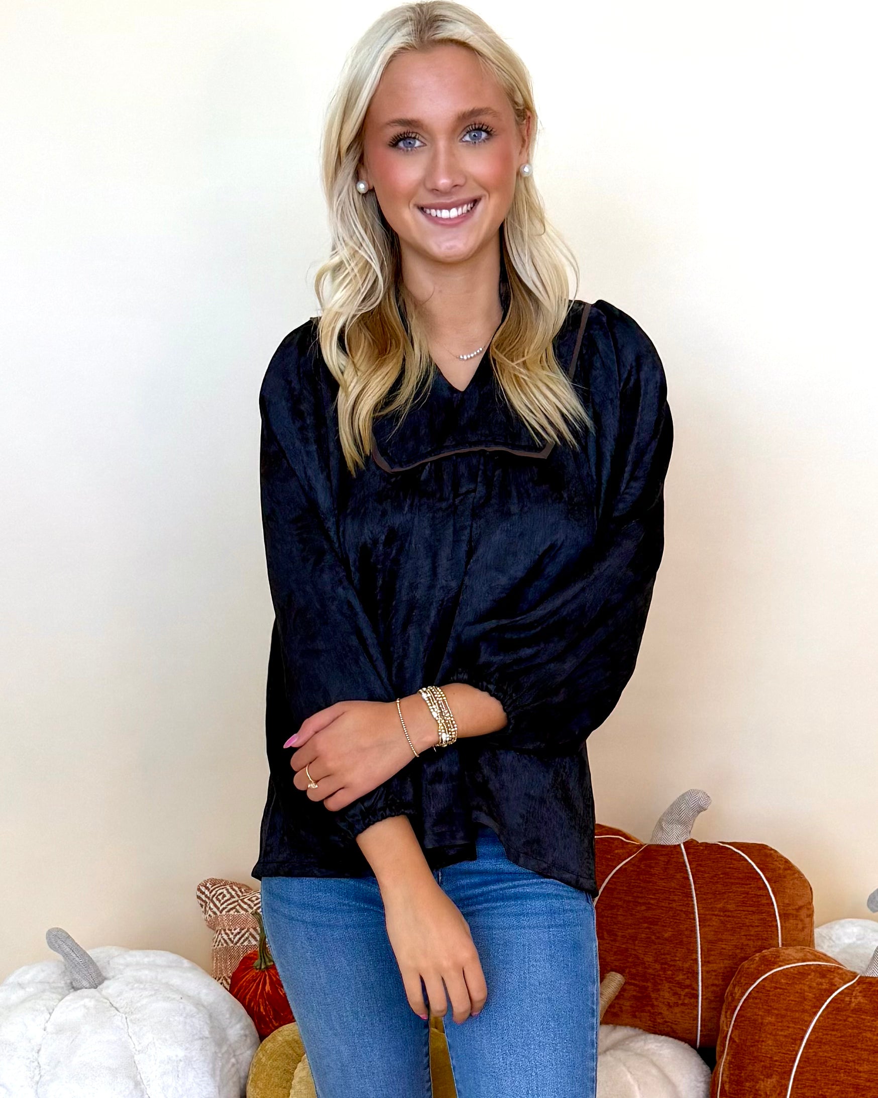 Always Mindful Black Brocade Top-Shop-Womens-Boutique-Clothing