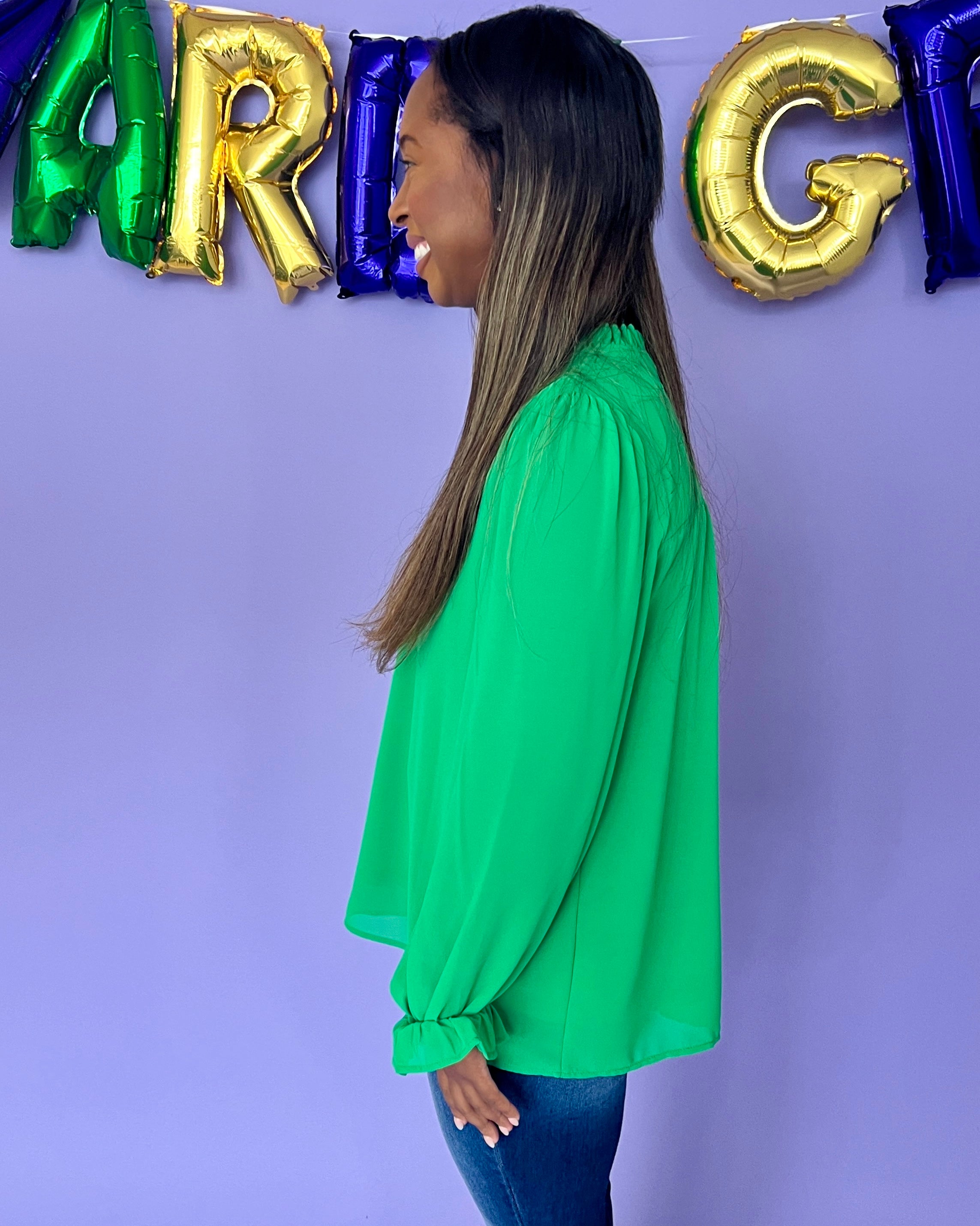 Tell Me All Green Ruffle Top-Shop-Womens-Boutique-Clothing