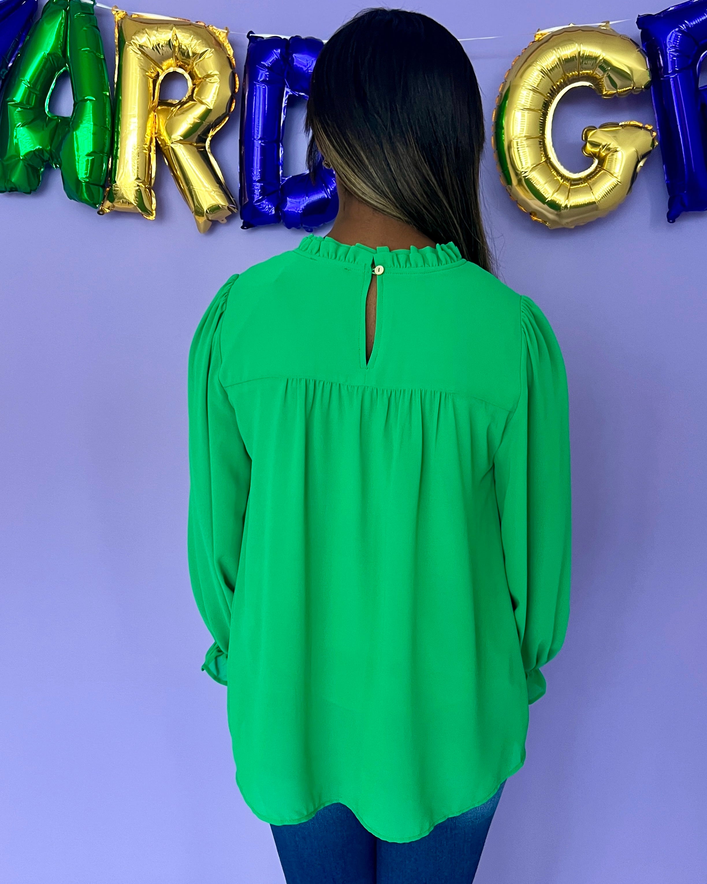 Tell Me All Green Ruffle Top-Shop-Womens-Boutique-Clothing