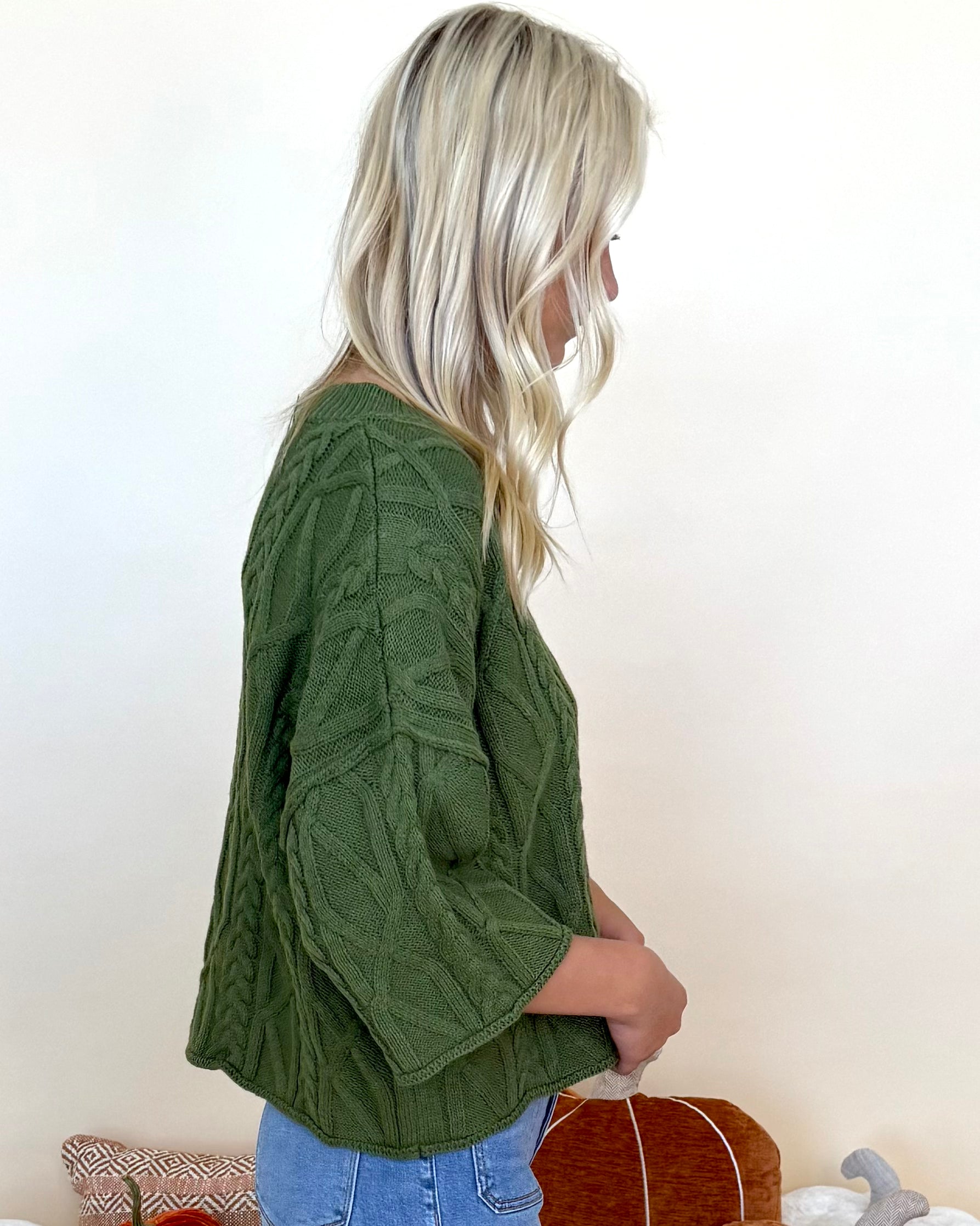 Cherish You Olive Cable Sweater-Shop-Womens-Boutique-Clothing
