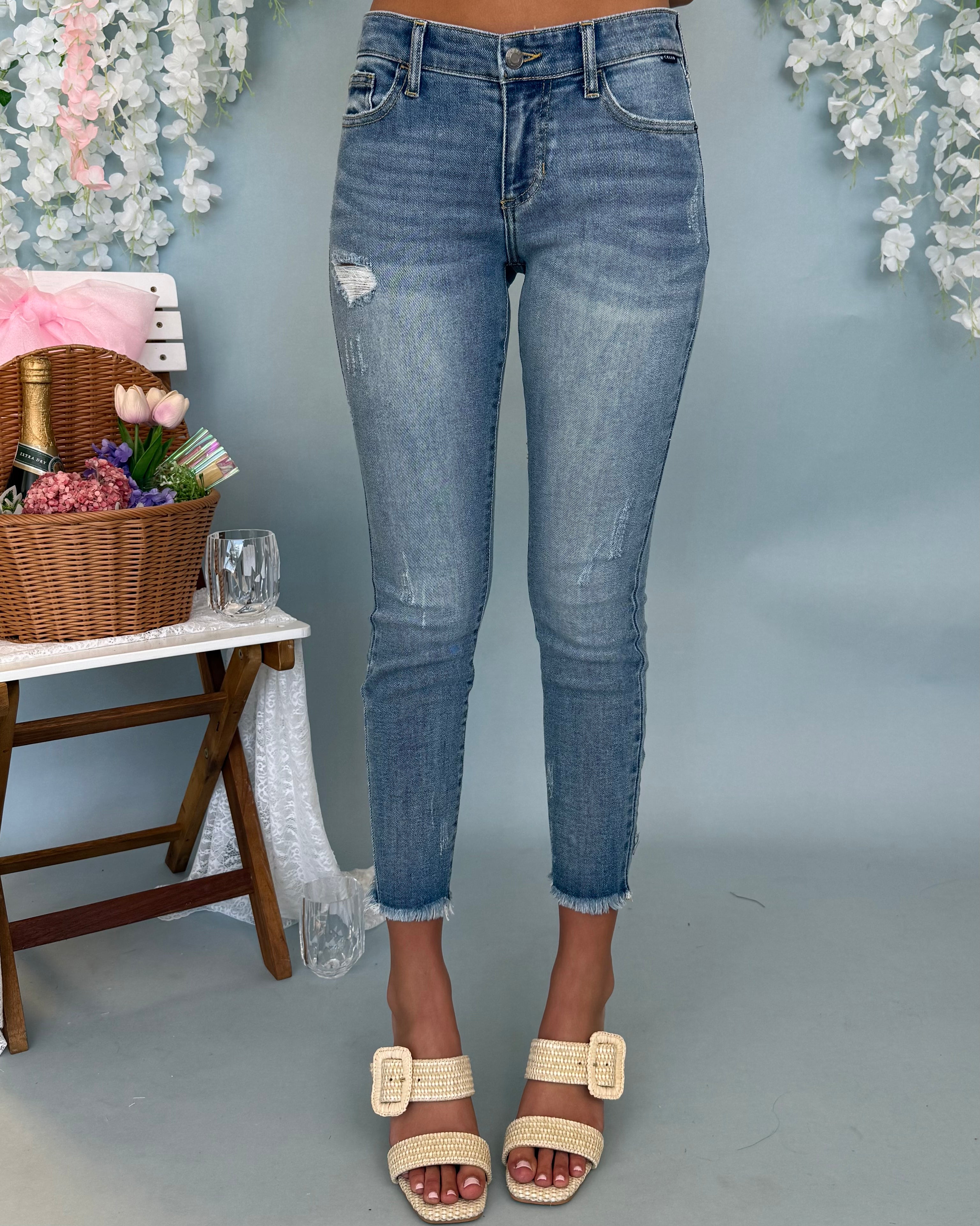 One Day Medium Denim Mid Rise Crop Skinny Jean-Shop-Womens-Boutique-Clothing