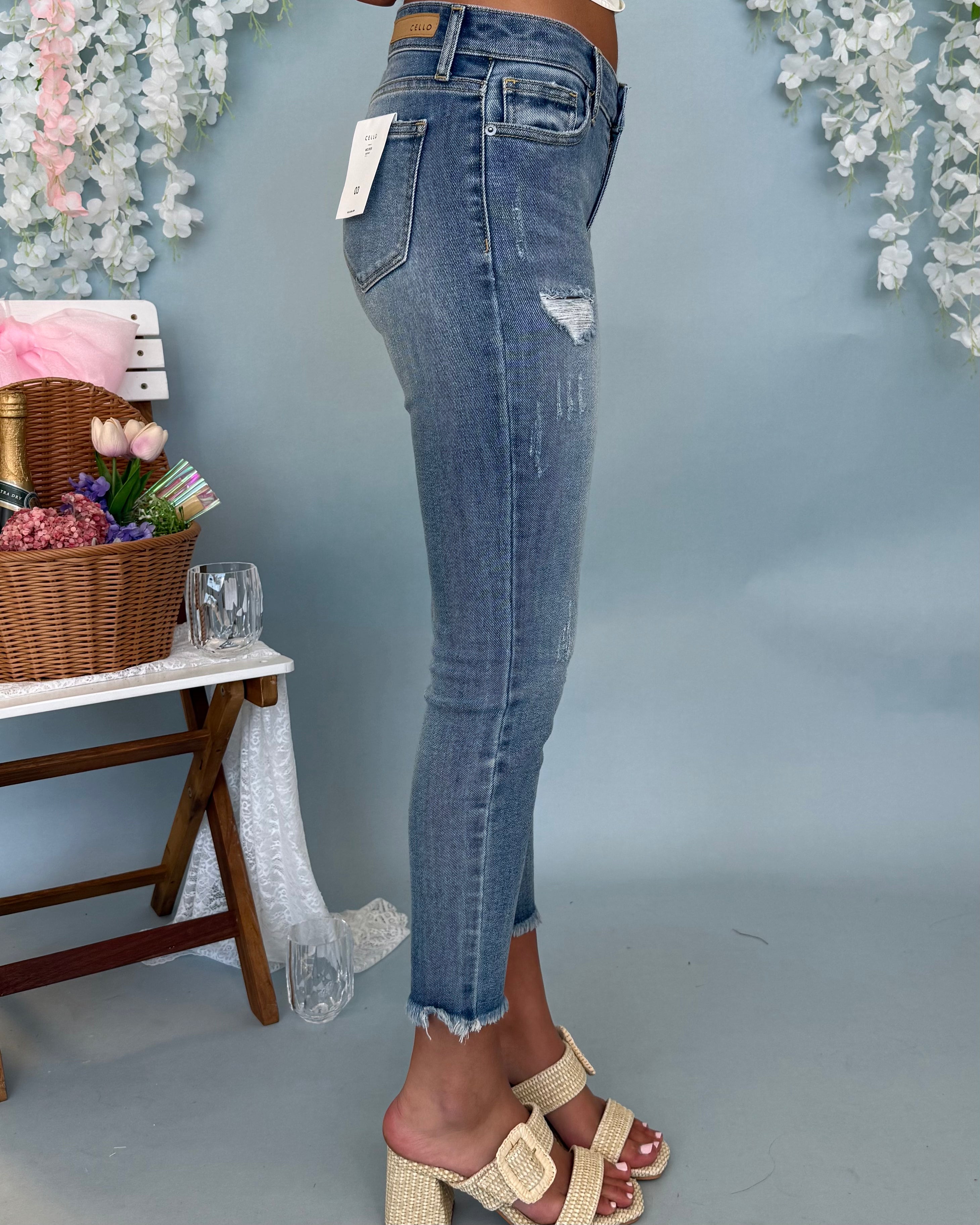 One Day Medium Denim Mid Rise Crop Skinny Jean-Shop-Womens-Boutique-Clothing